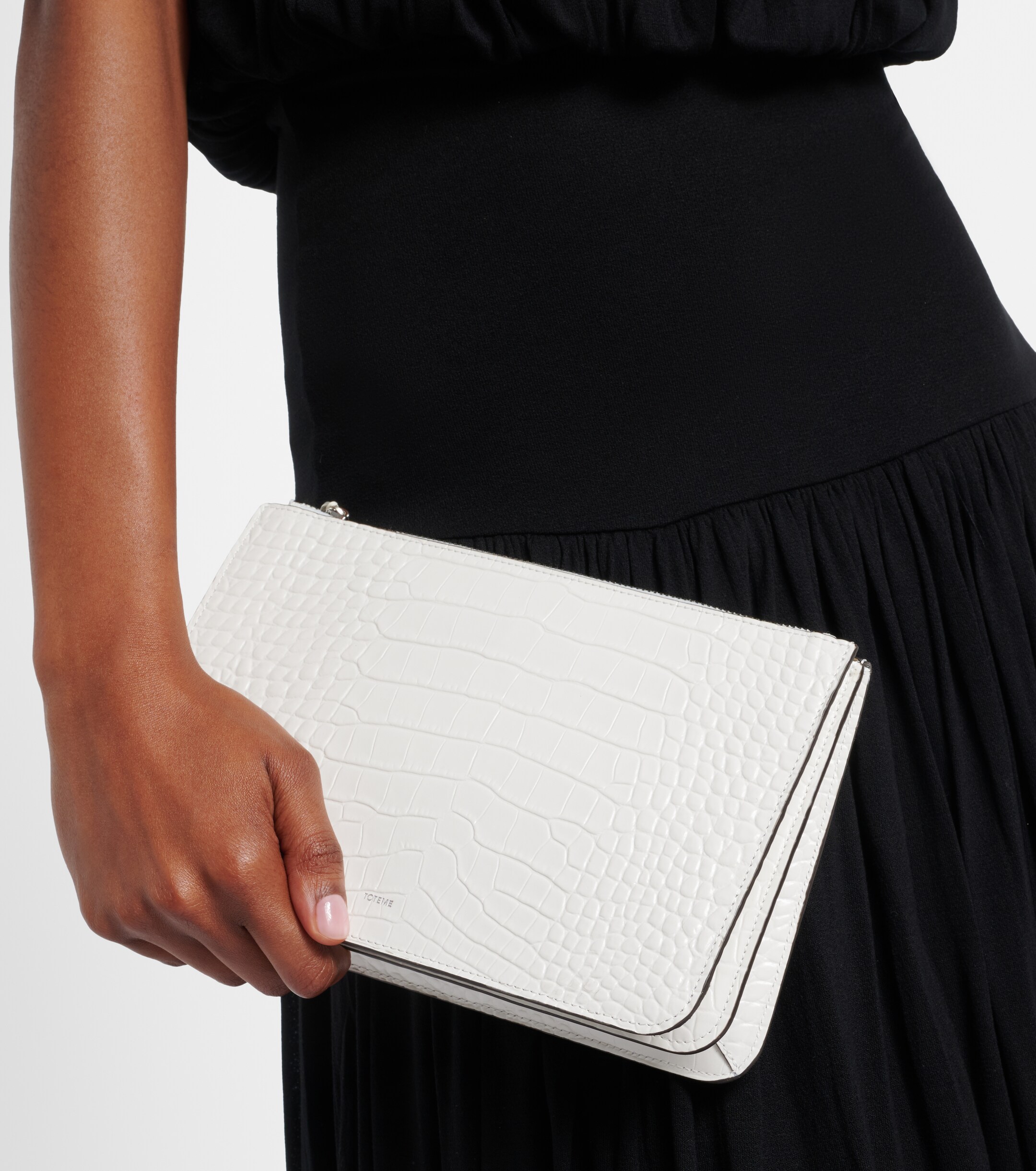TOTEME Threefold croc-effect leather clutch