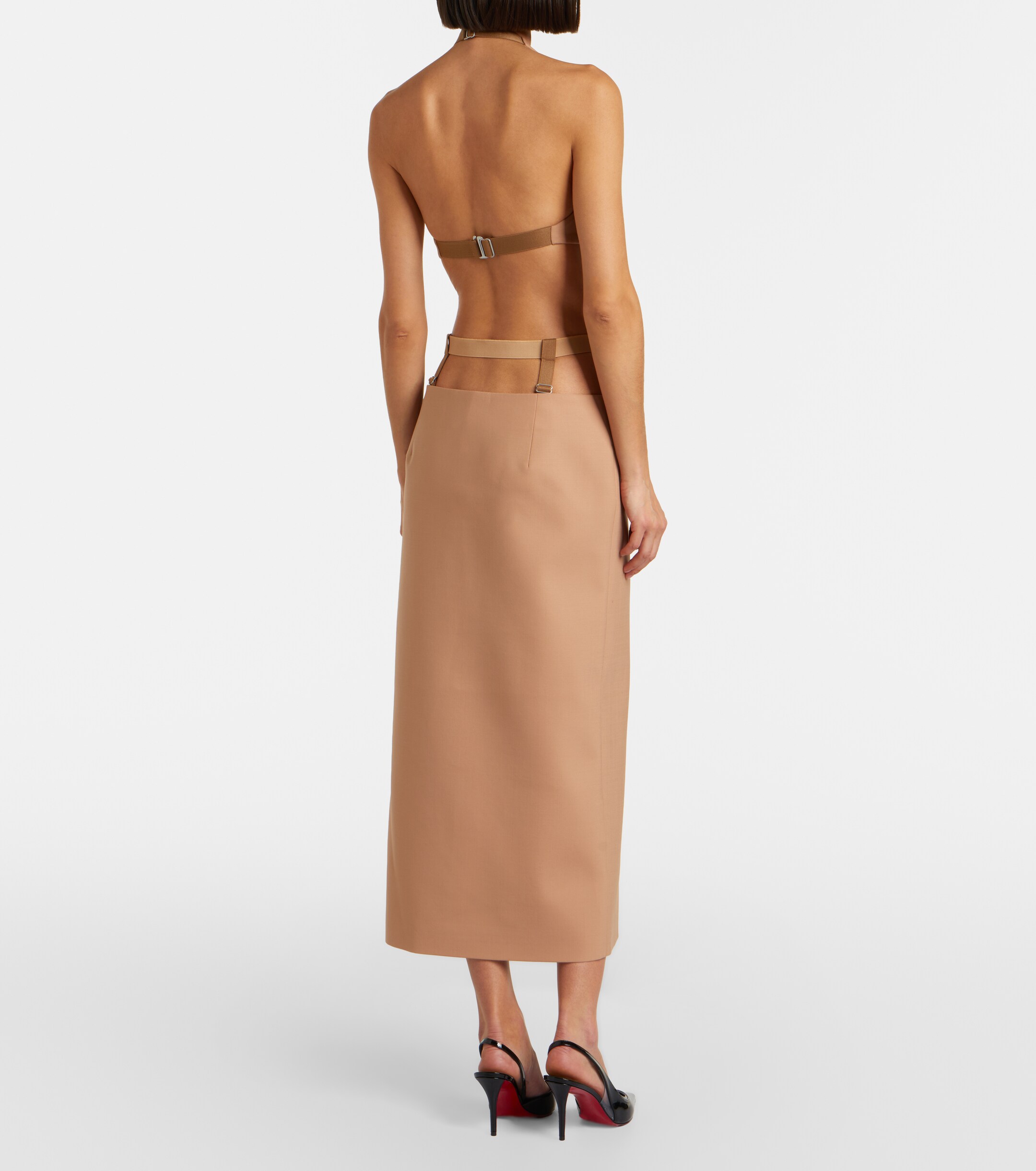 Mugler Mugler Cutout wool-blend pencil skirt