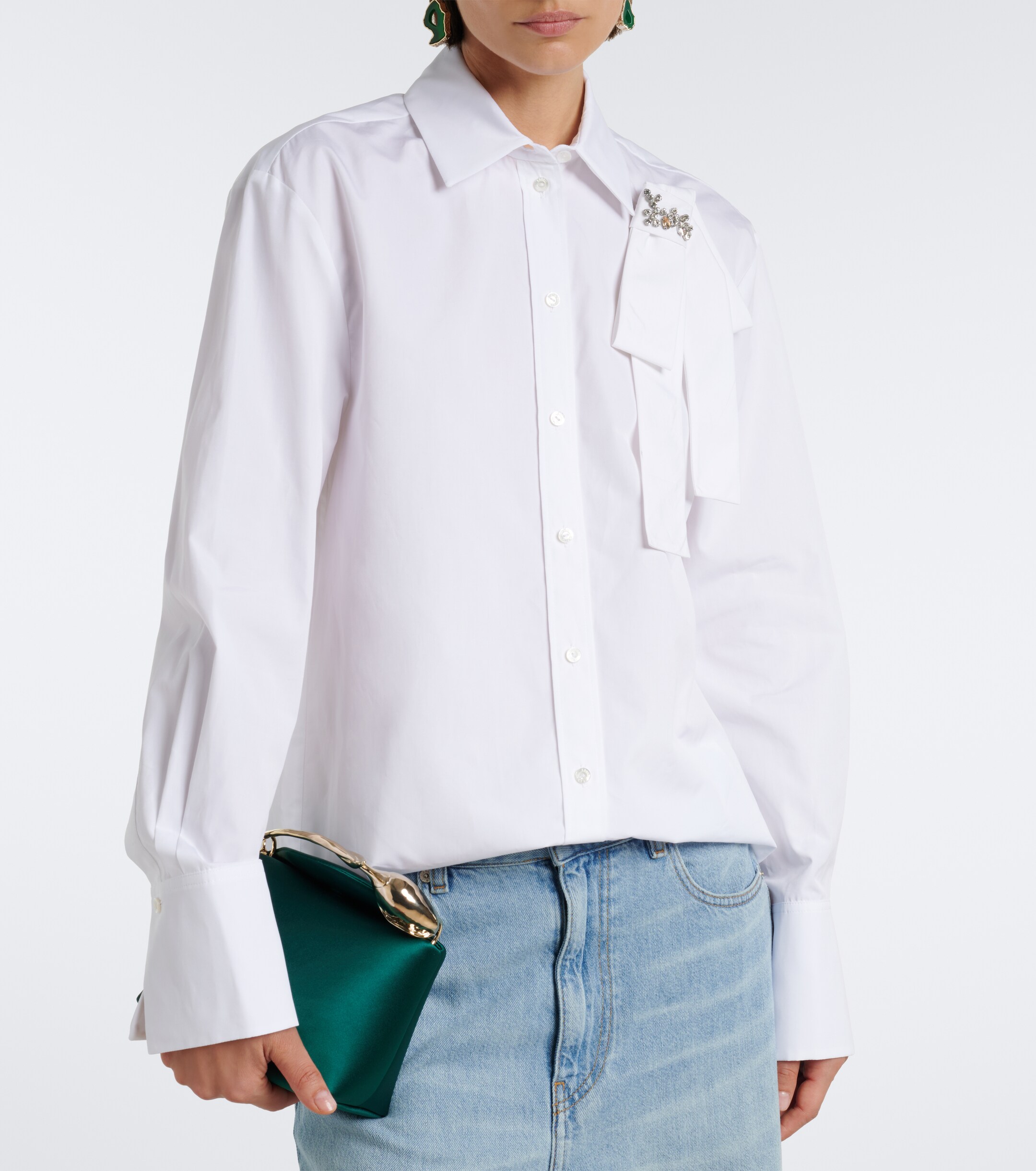 Erdem Erdem Embellished cotton poplin shirt