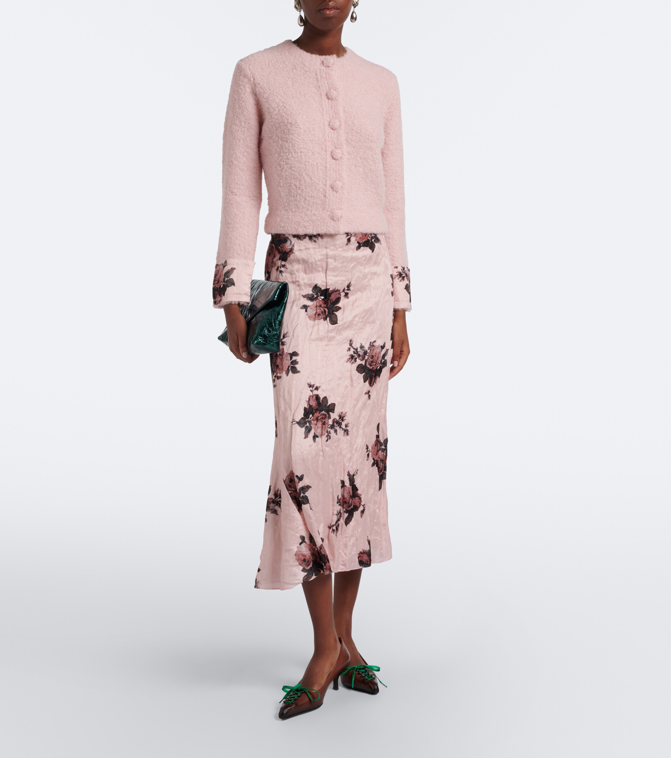 Erdem Erdem Floral satin midi skirt