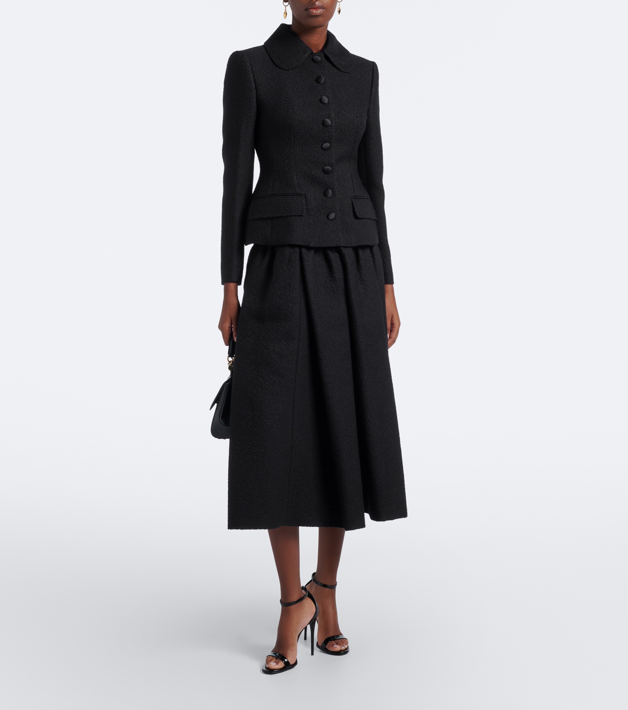 Dolce&Gabbana Dolce & Gabbana Gathered wool and silk-blend midi skirt
