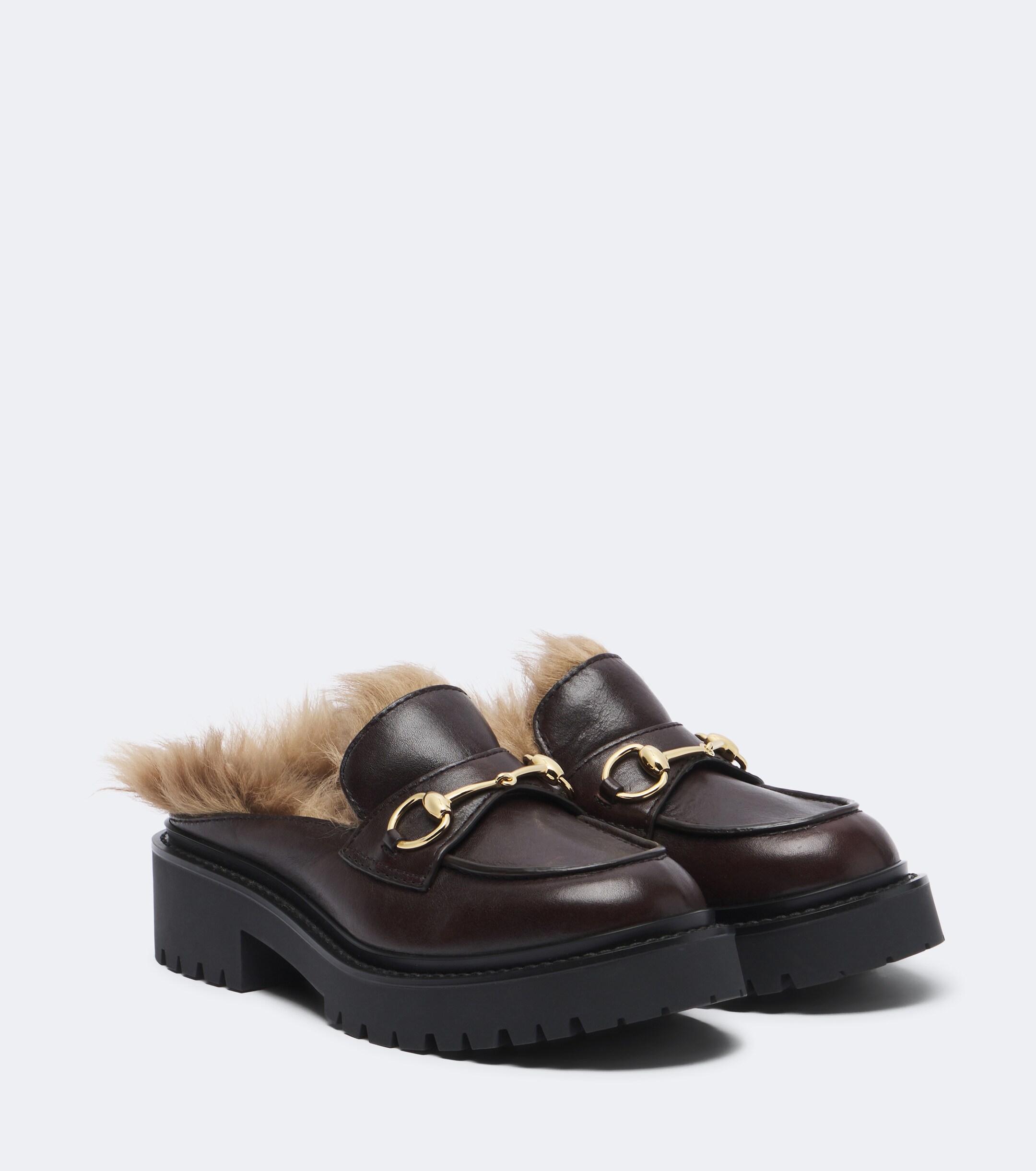 Gucci Gucci Rhody shearling-lined leather platform mules
