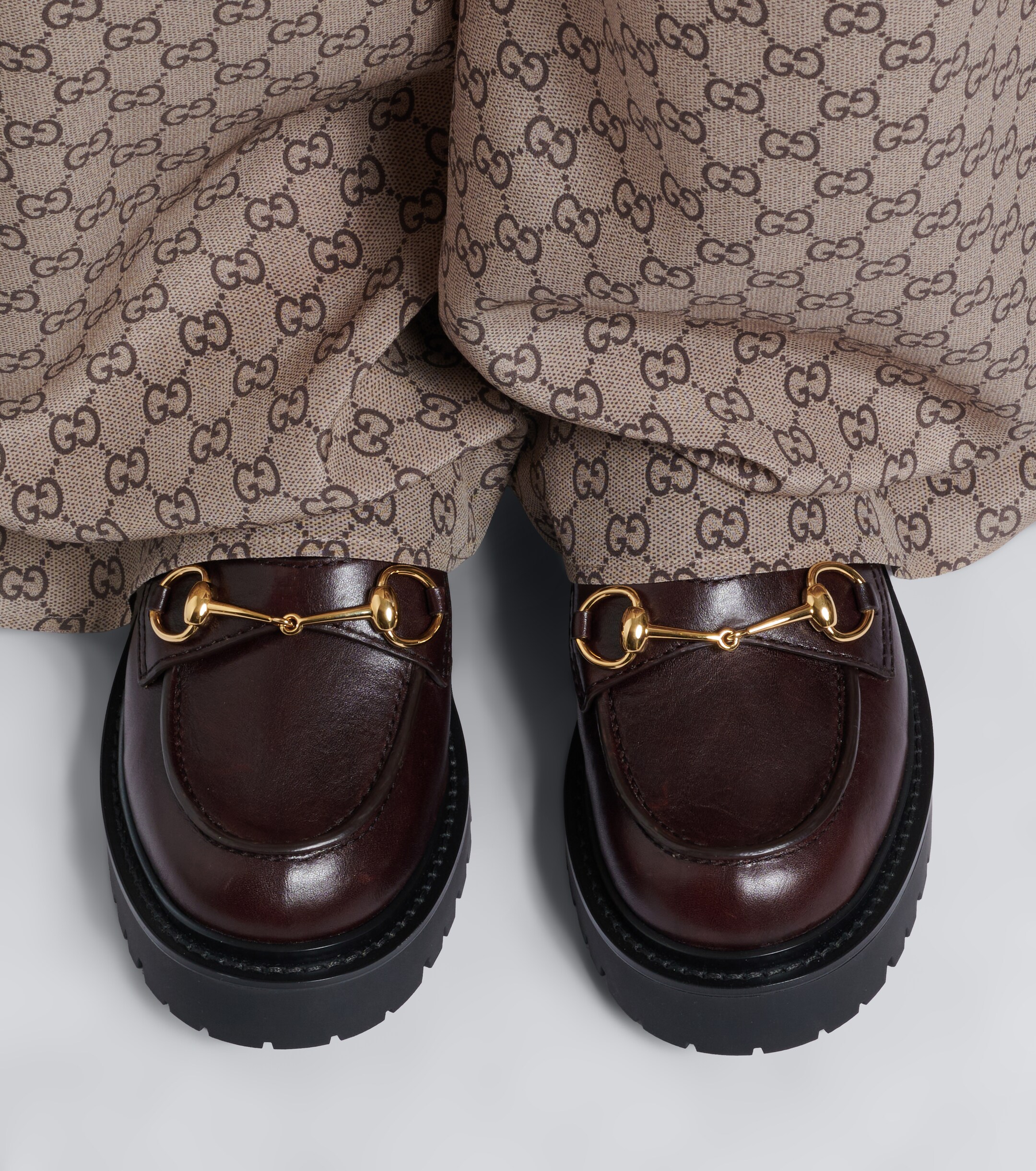 Gucci Gucci Rhody shearling-lined leather platform mules