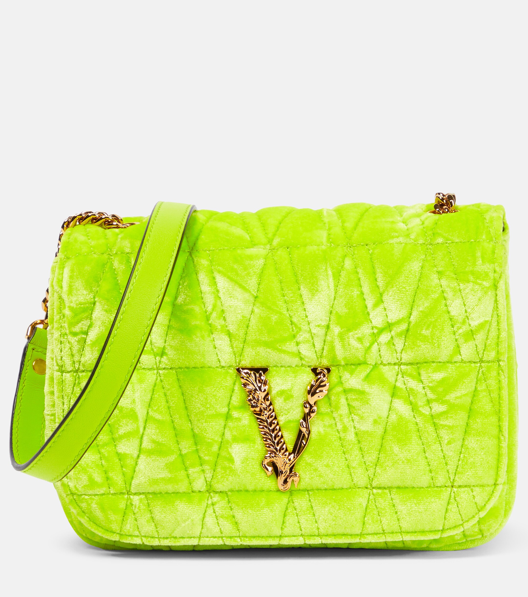 Versace Virtus Small velvet shoulder bag