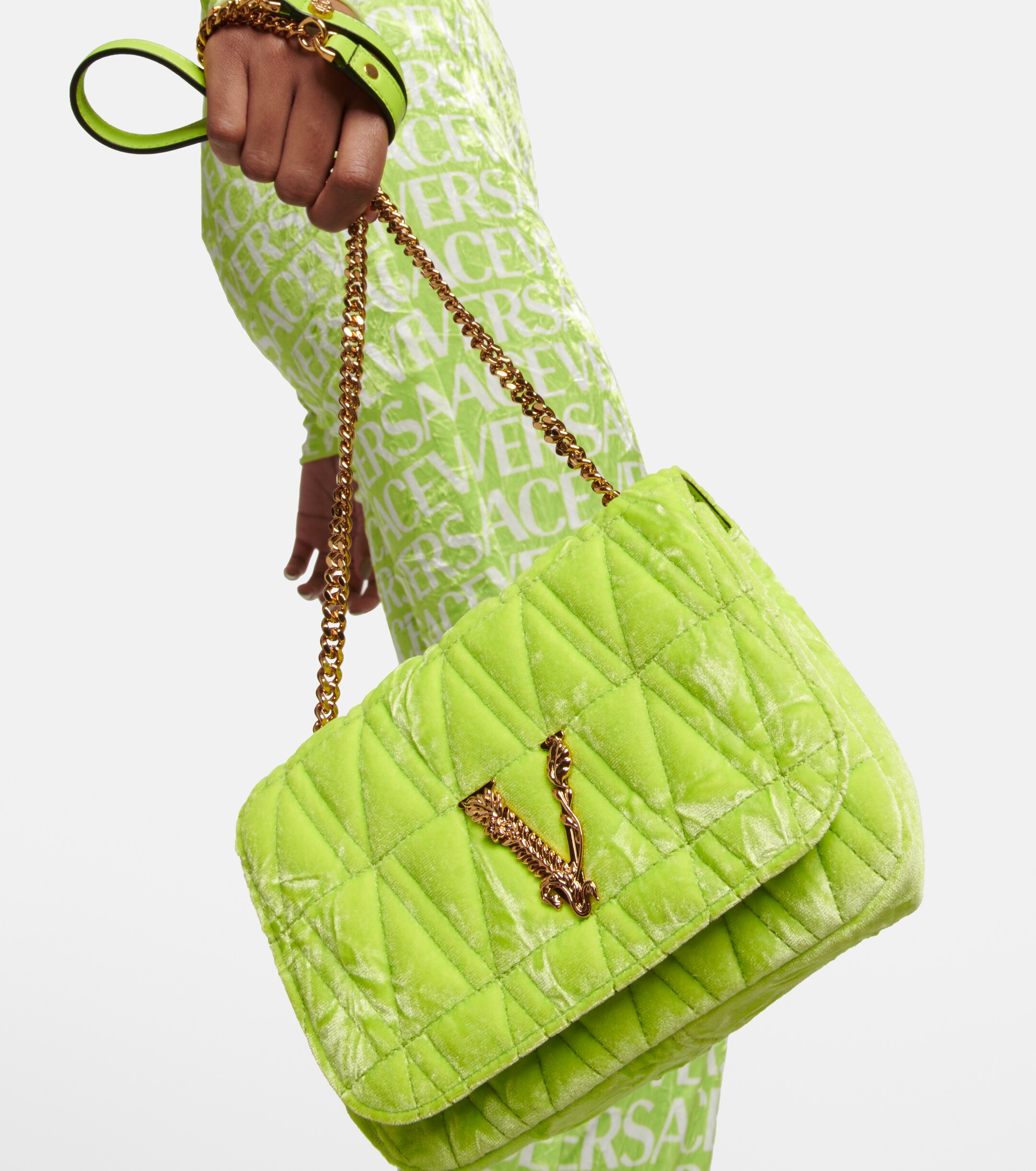 Versace Virtus Small velvet shoulder bag