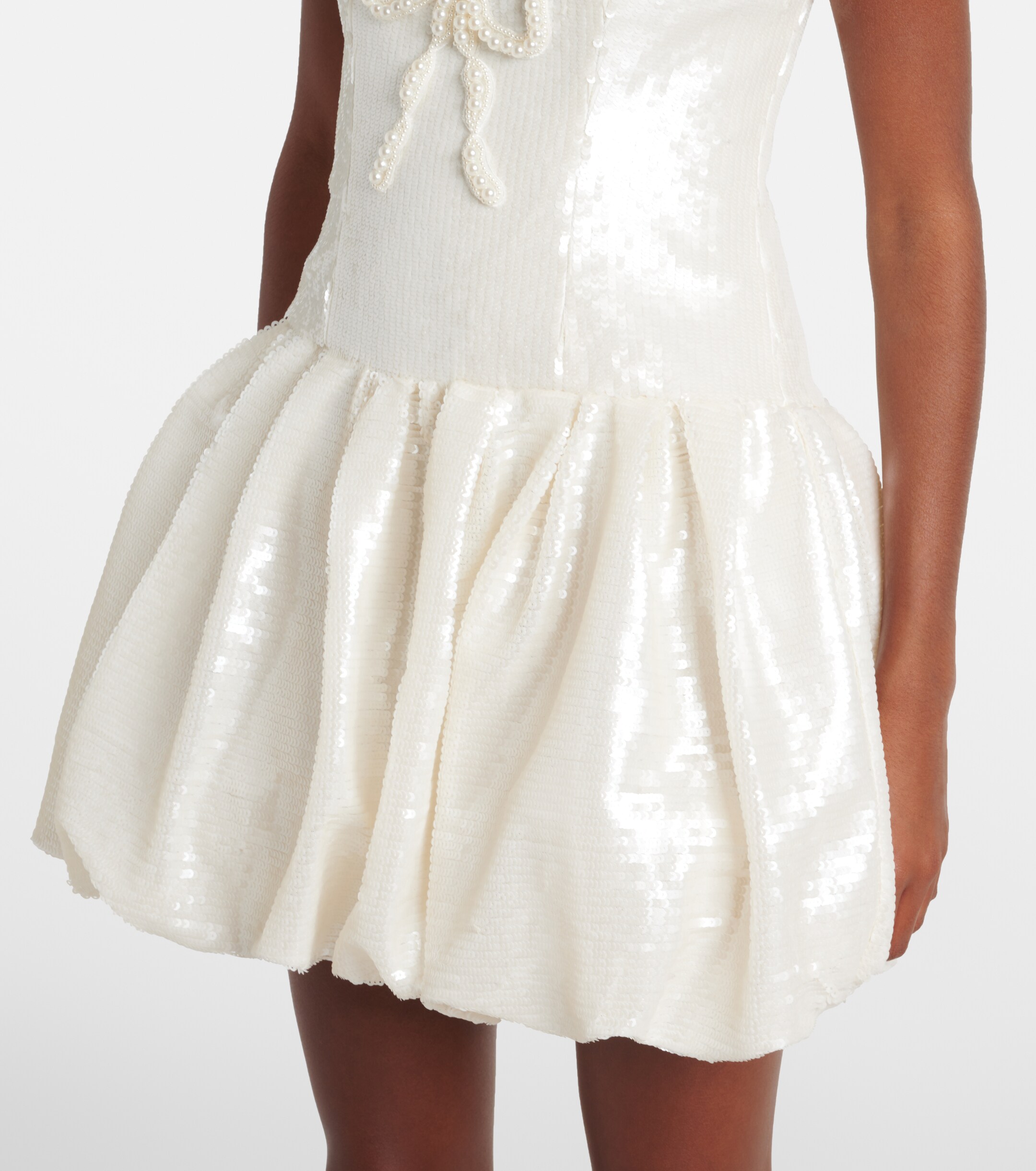 self-portrait Bridal bow-detail sequined minidress