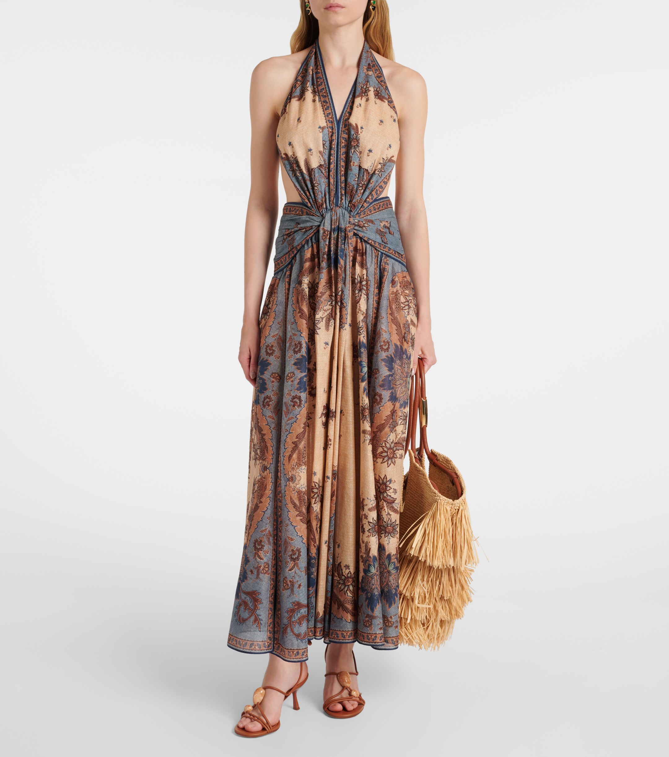 Zimmermann Goldentime Medium raffia tote bag