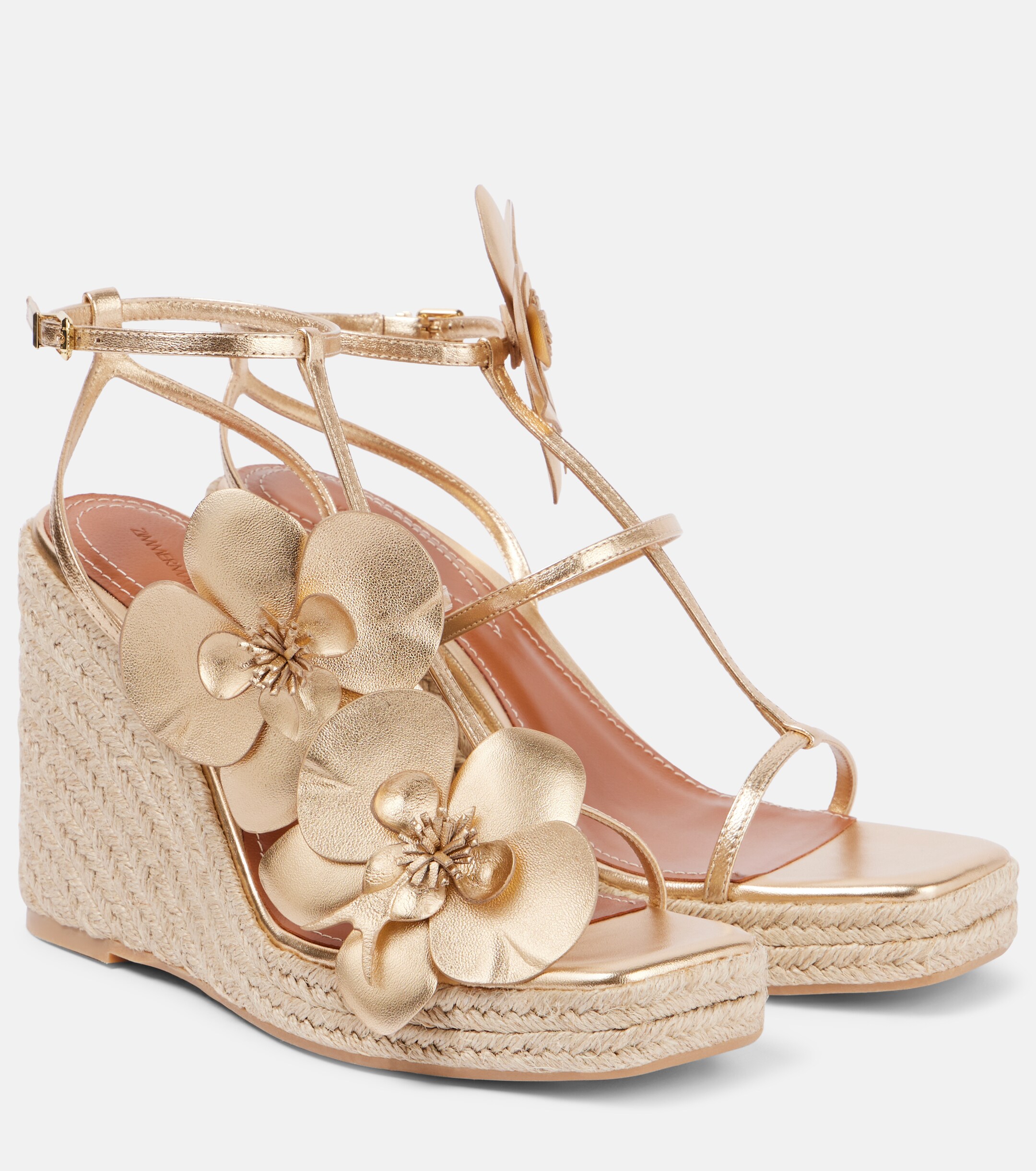 Zimmermann Orchid 110 metallic leather wedge sandals