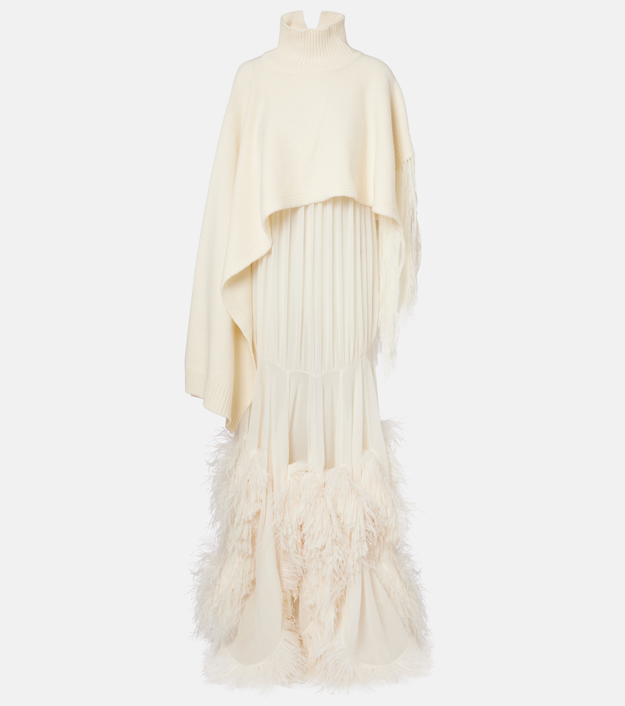 Xu Zhi Feather-trimmed gathered gown