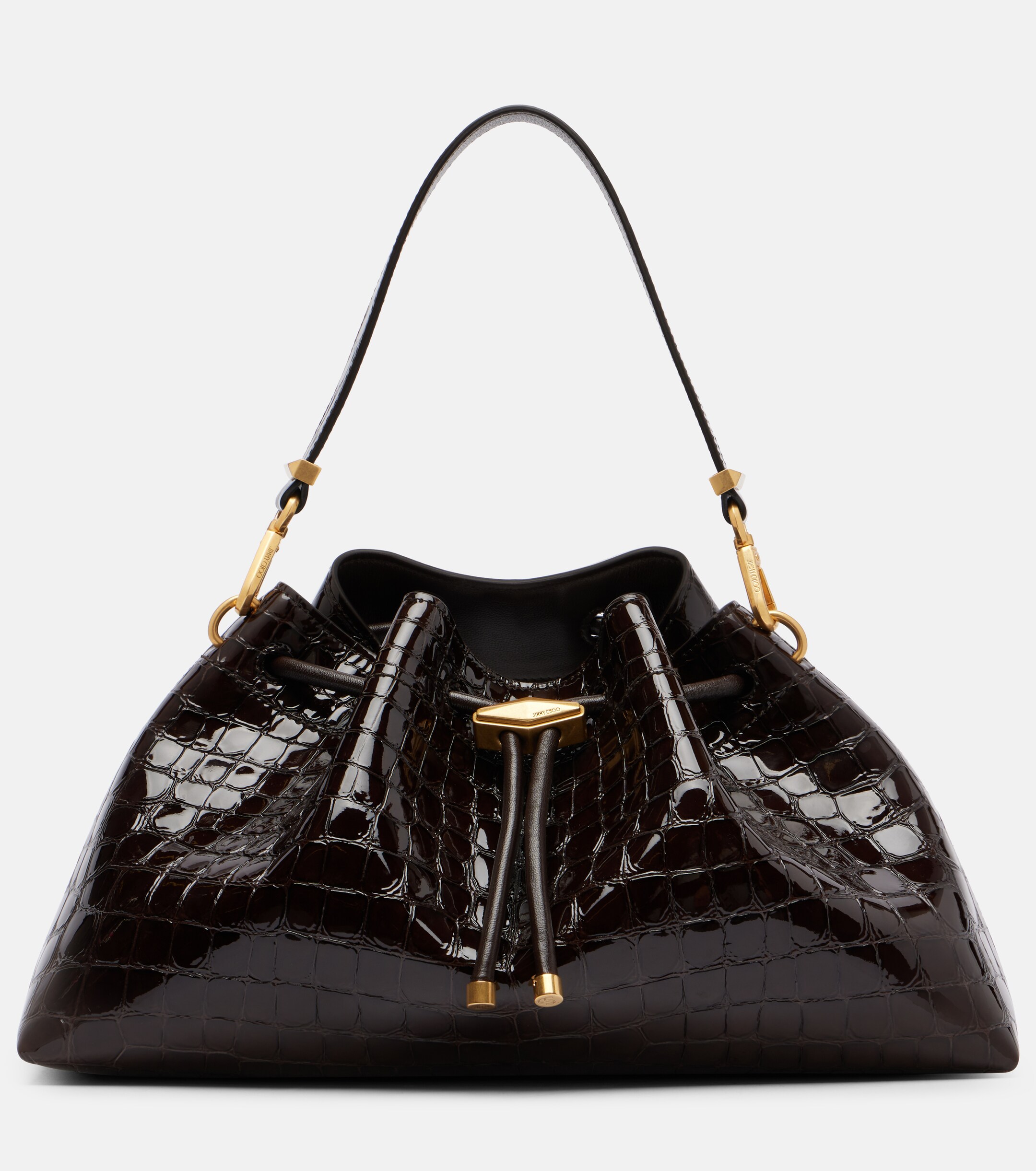 JIMMY CHOO Cinch Medium croc-effect leather bucket bag