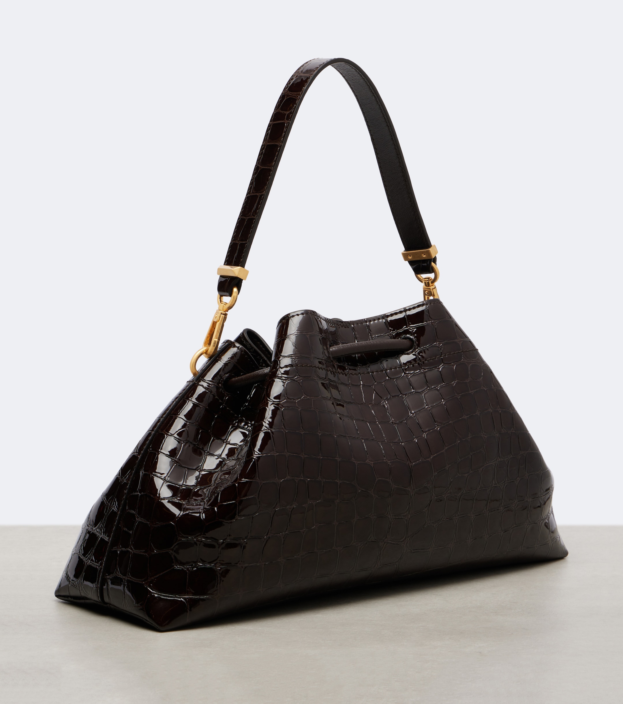 JIMMY CHOO Cinch Medium croc-effect leather bucket bag