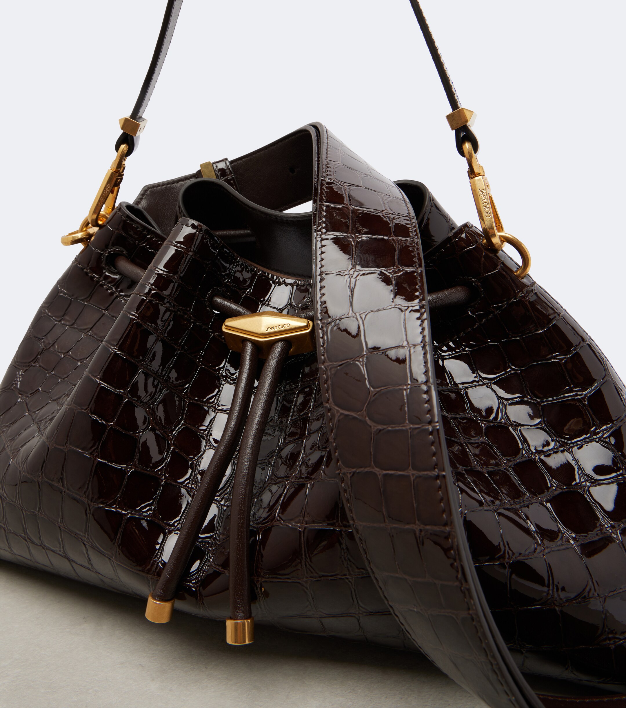 JIMMY CHOO Cinch Medium croc-effect leather bucket bag