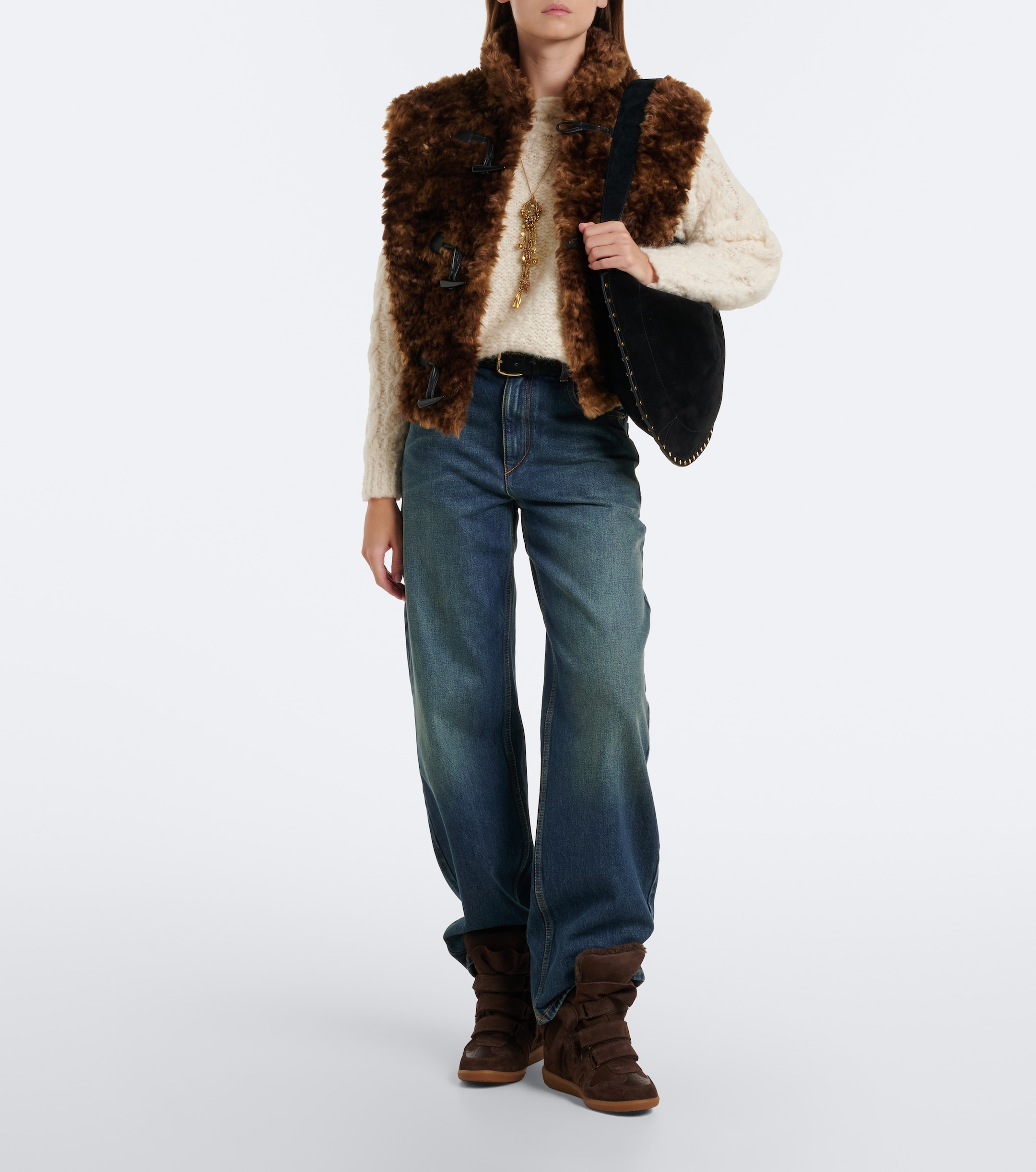 Isabel Marant Isabel Marant Bekett shearling-lined suede wedge sneakers