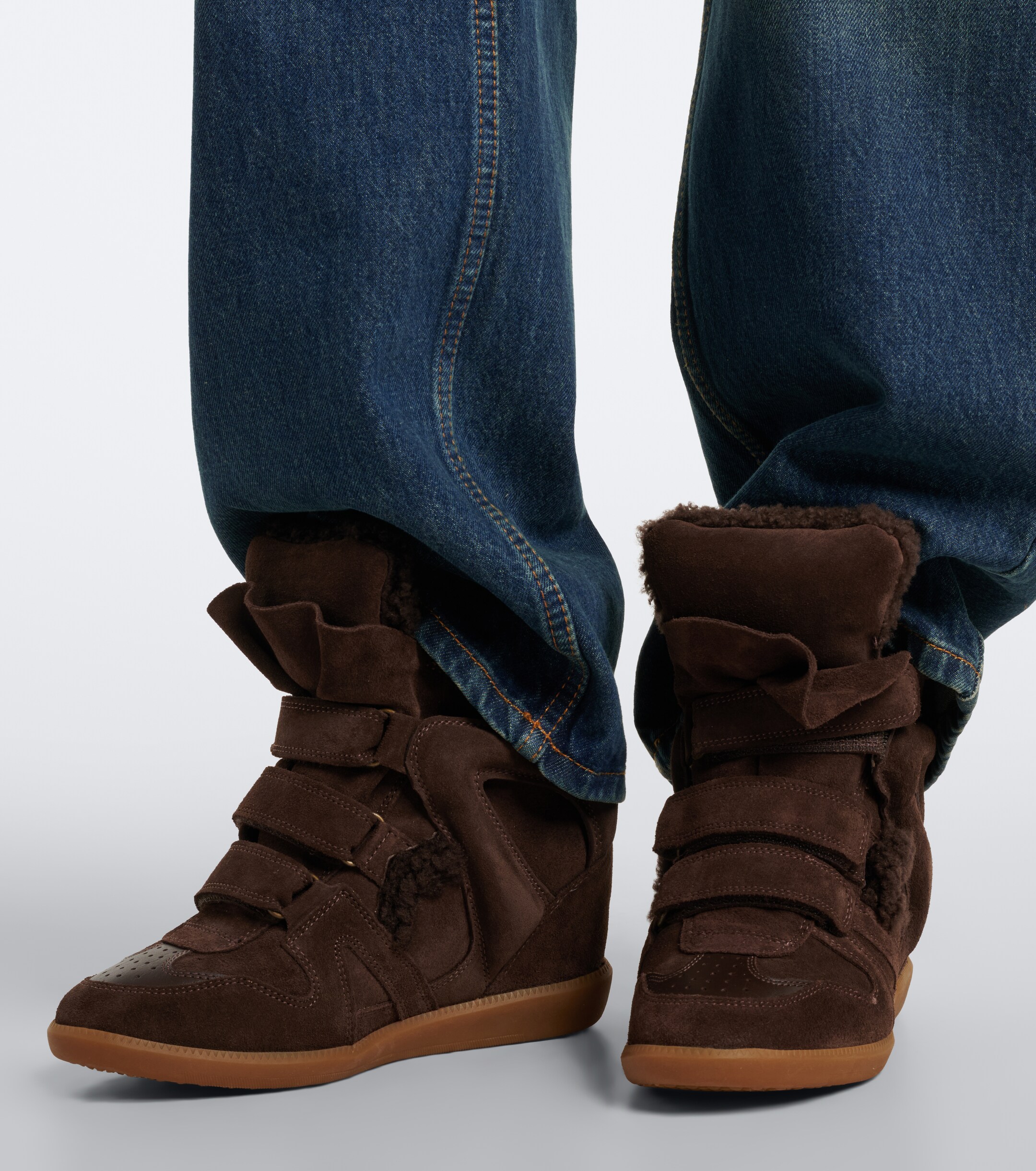 Isabel Marant Isabel Marant Bekett shearling-lined suede wedge sneakers
