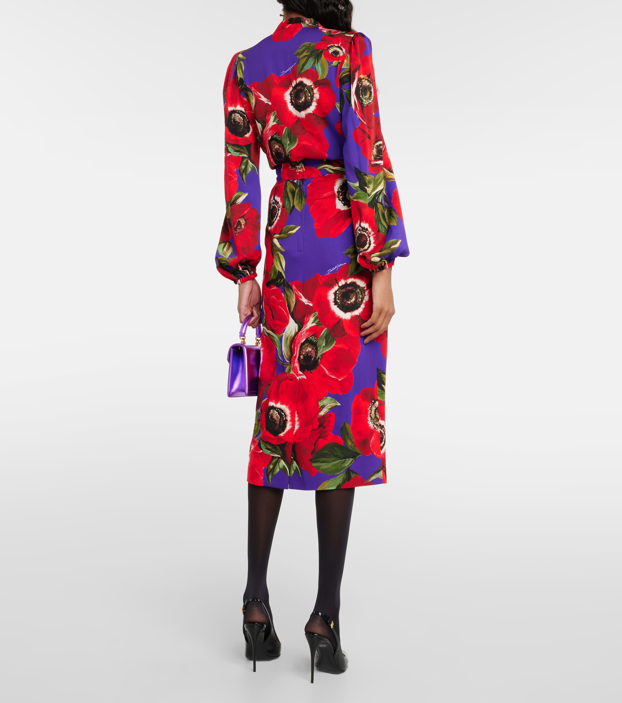 Dolce&Gabbana Floral silk-blend pencil skirt