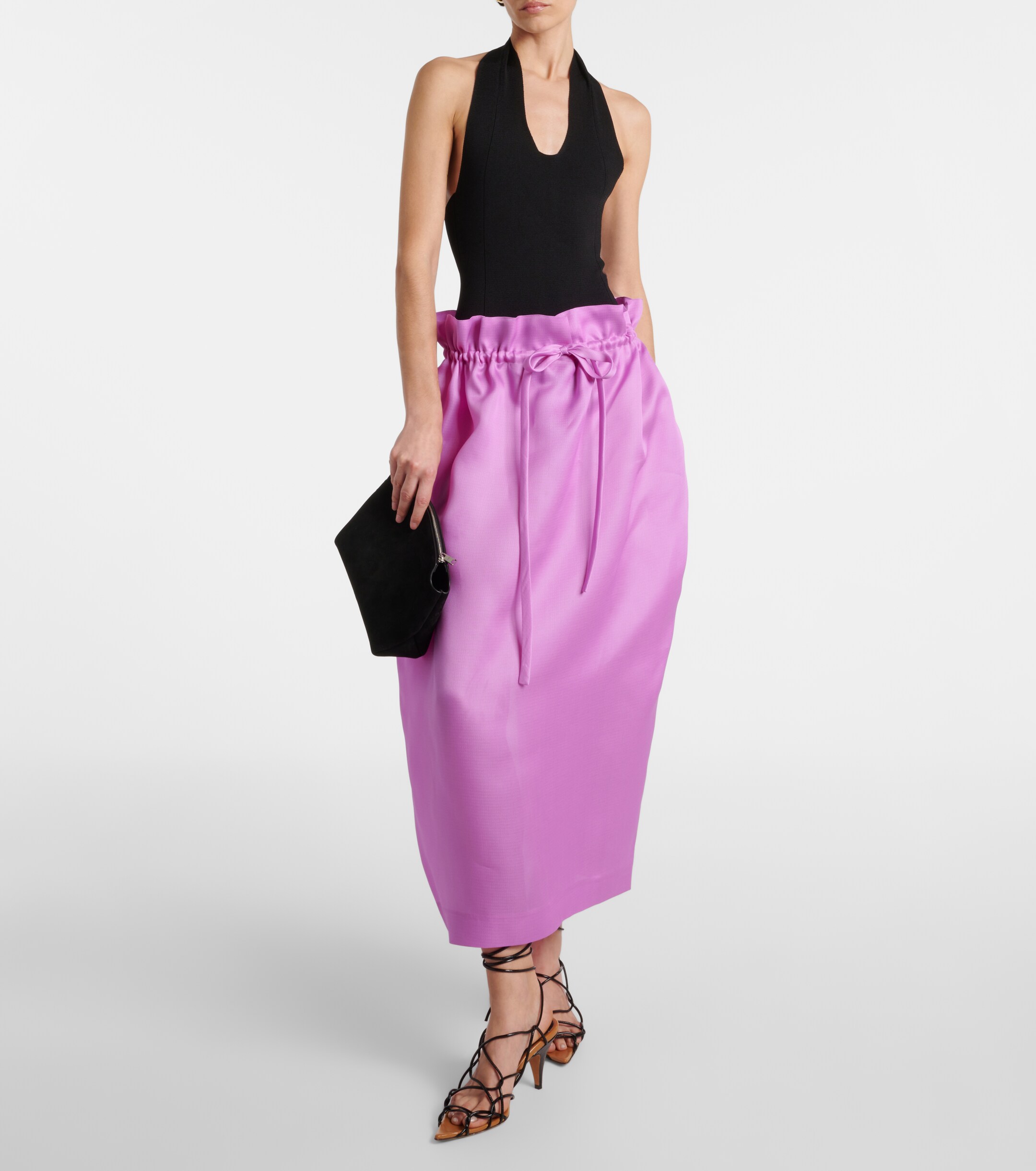 KHAITE Ember silk gazar midi skirt