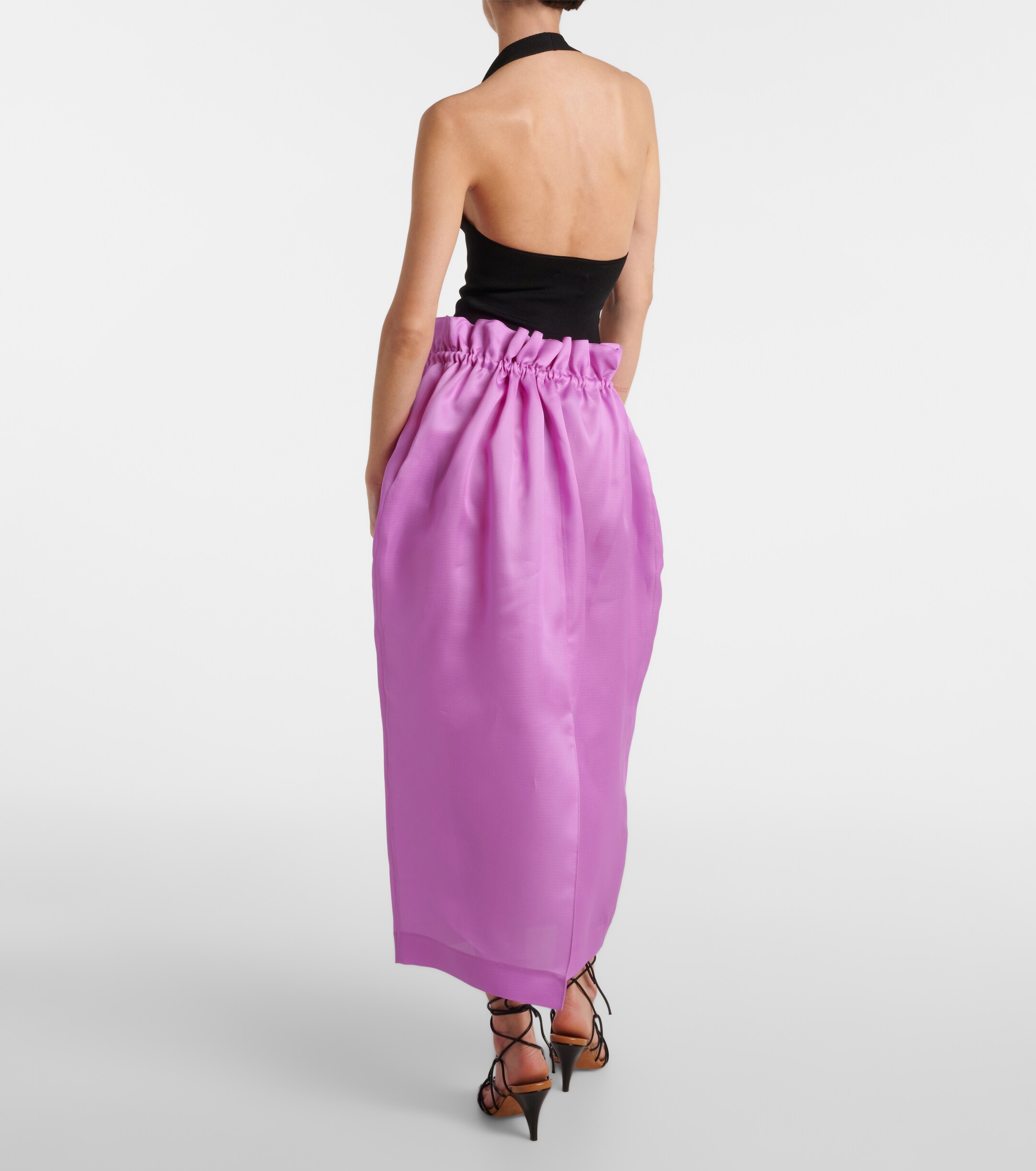 KHAITE Ember silk gazar midi skirt
