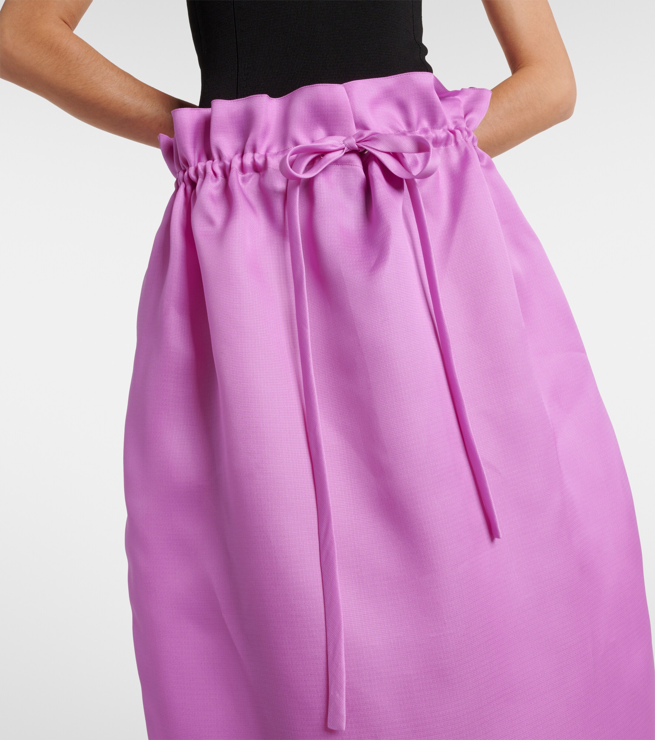 KHAITE Ember silk gazar midi skirt