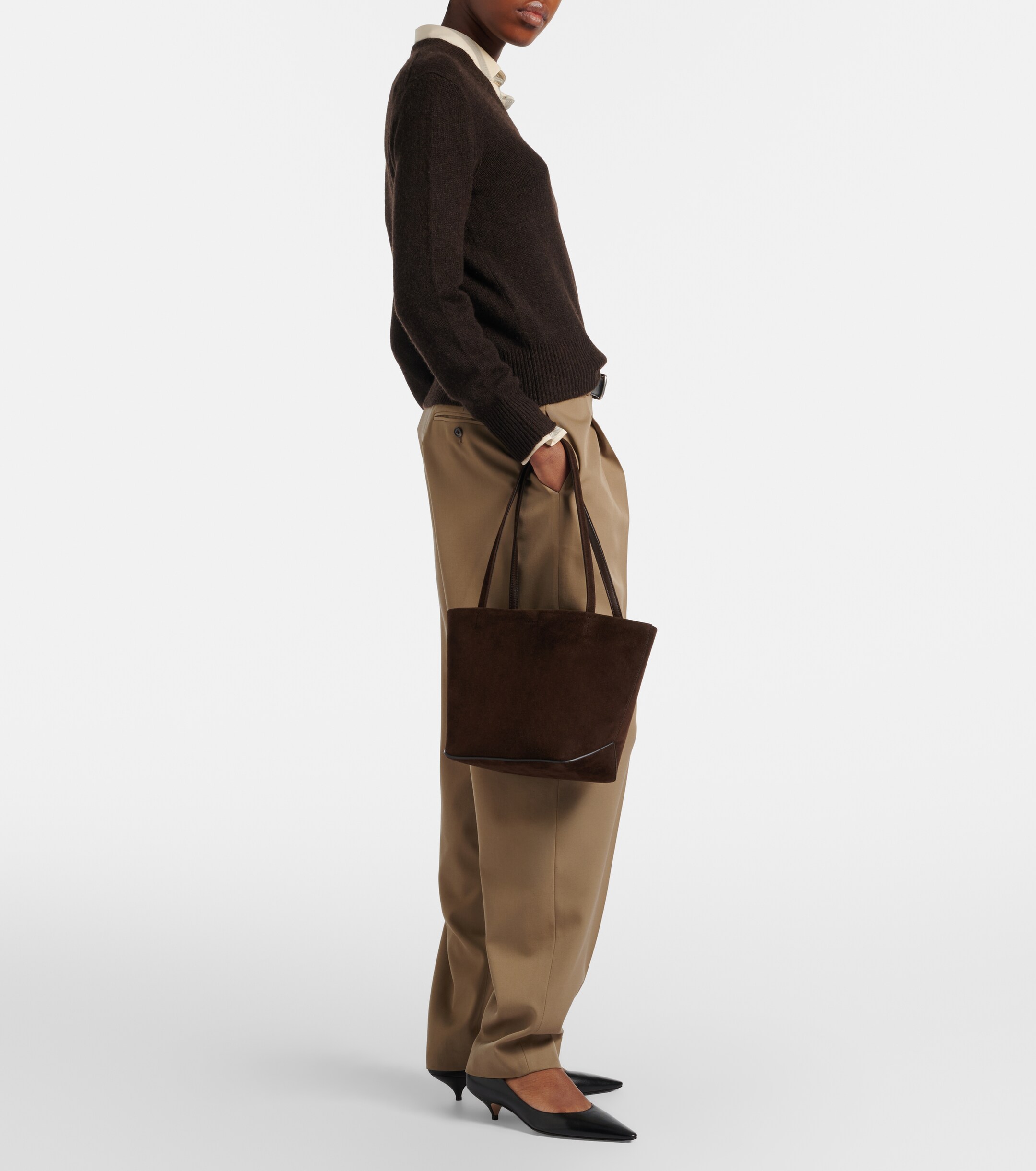 The Row Park Edge Medium suede tote bag