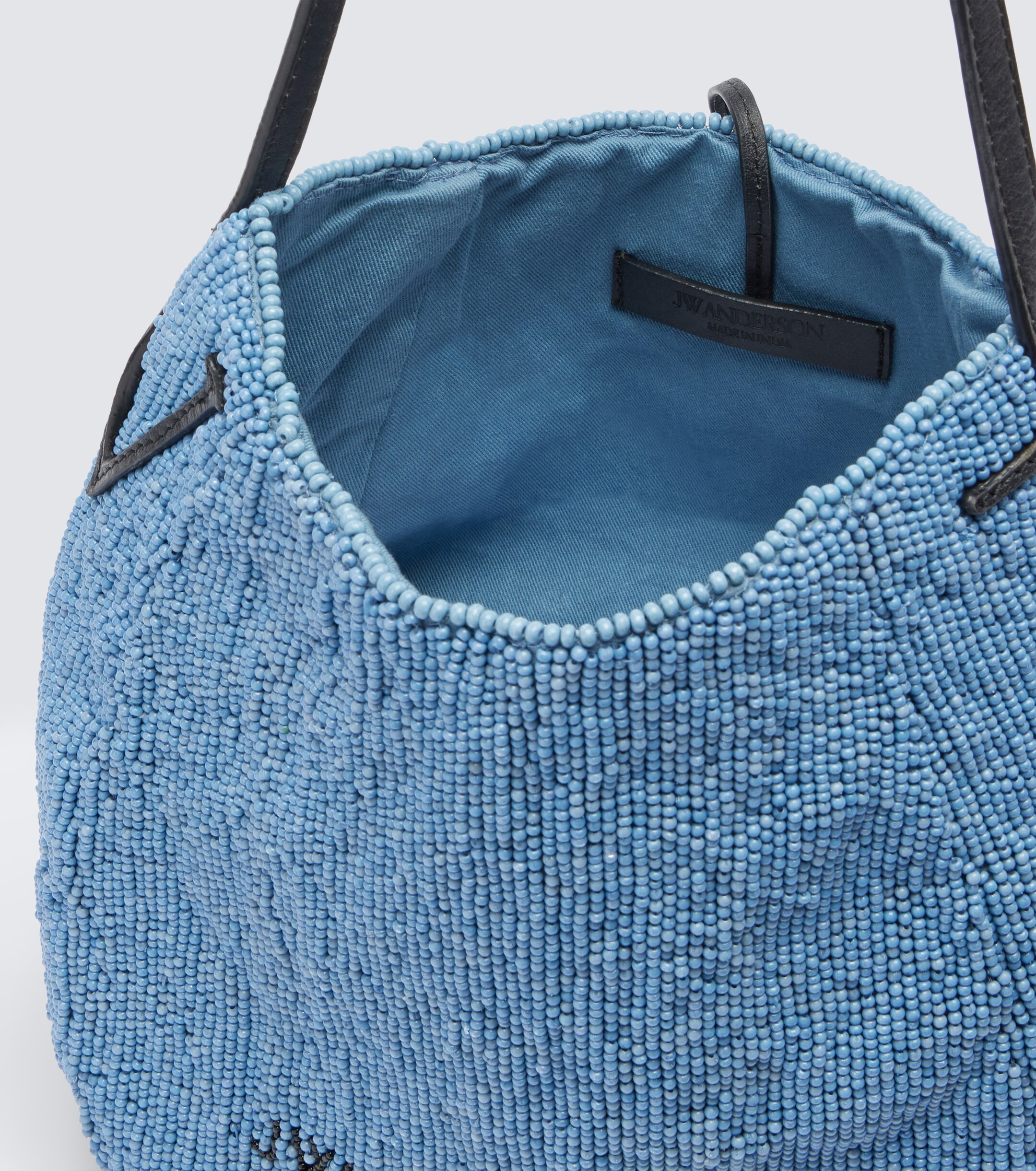 Jw Anderson Bulb Small beaded leather-trimmed shoulder bag