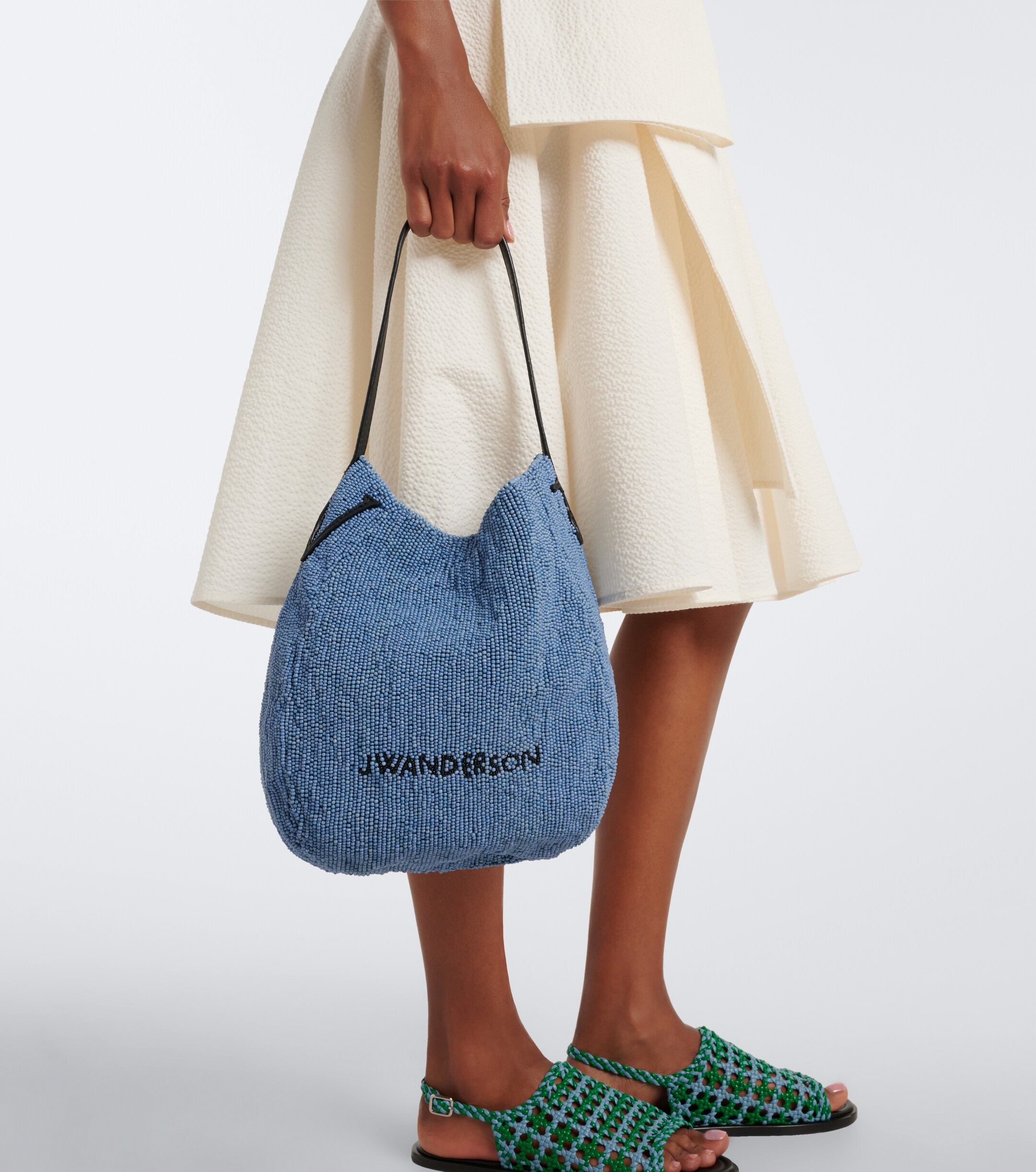 Jw Anderson Bulb Small beaded leather-trimmed shoulder bag