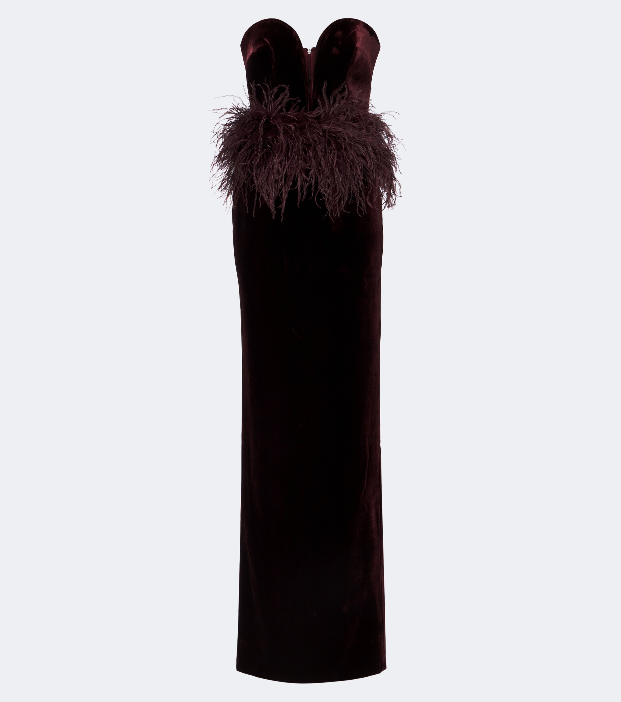 The New Arrivals Ilkyaz Ozel The New Arrivals Ilkyaz Ozel Feather-trimmed velvet bustier gown