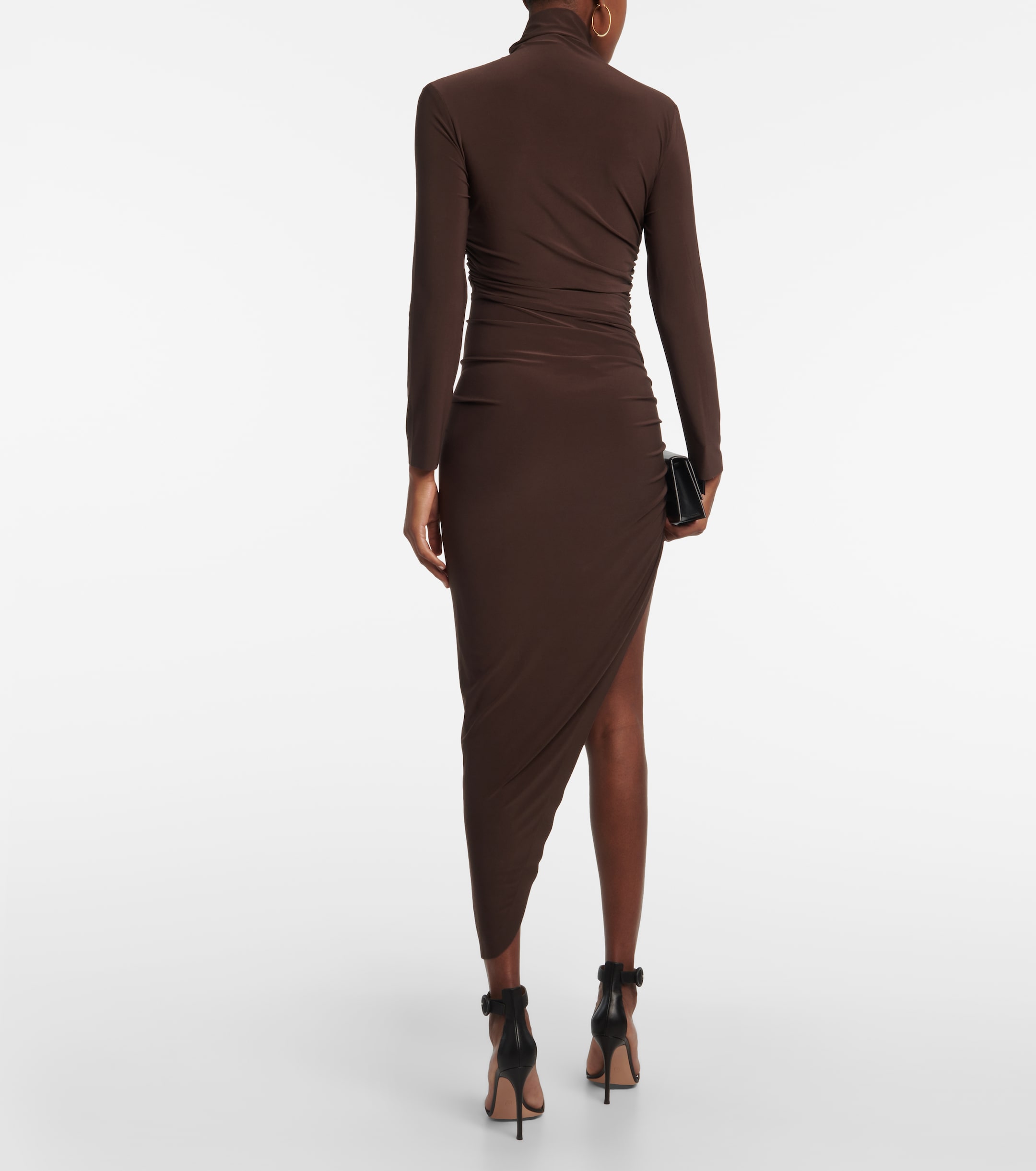 Norma Kamali Asymmetric turtleneck midi dress thumbnail