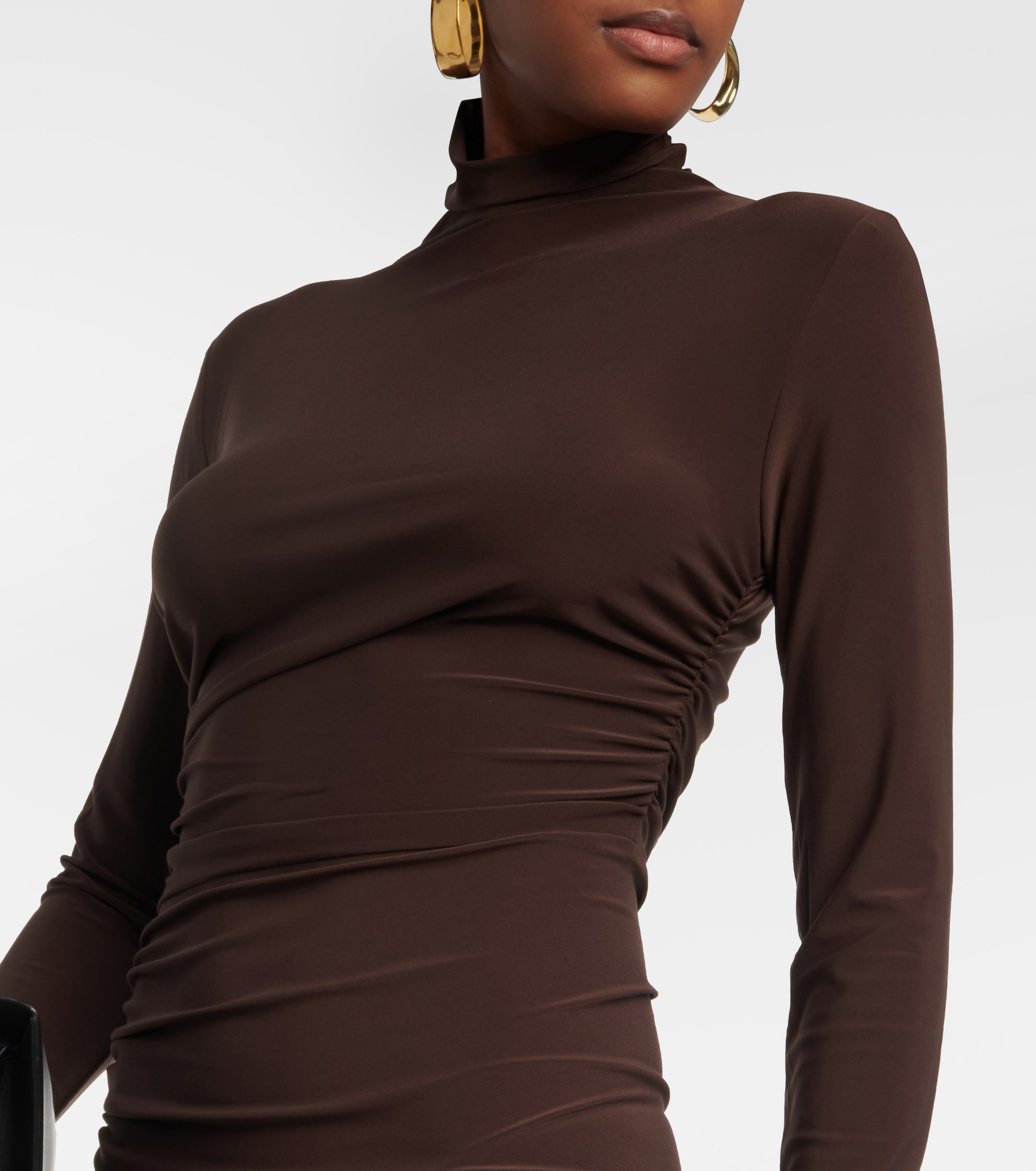Norma Kamali Asymmetric turtleneck midi dress thumbnail