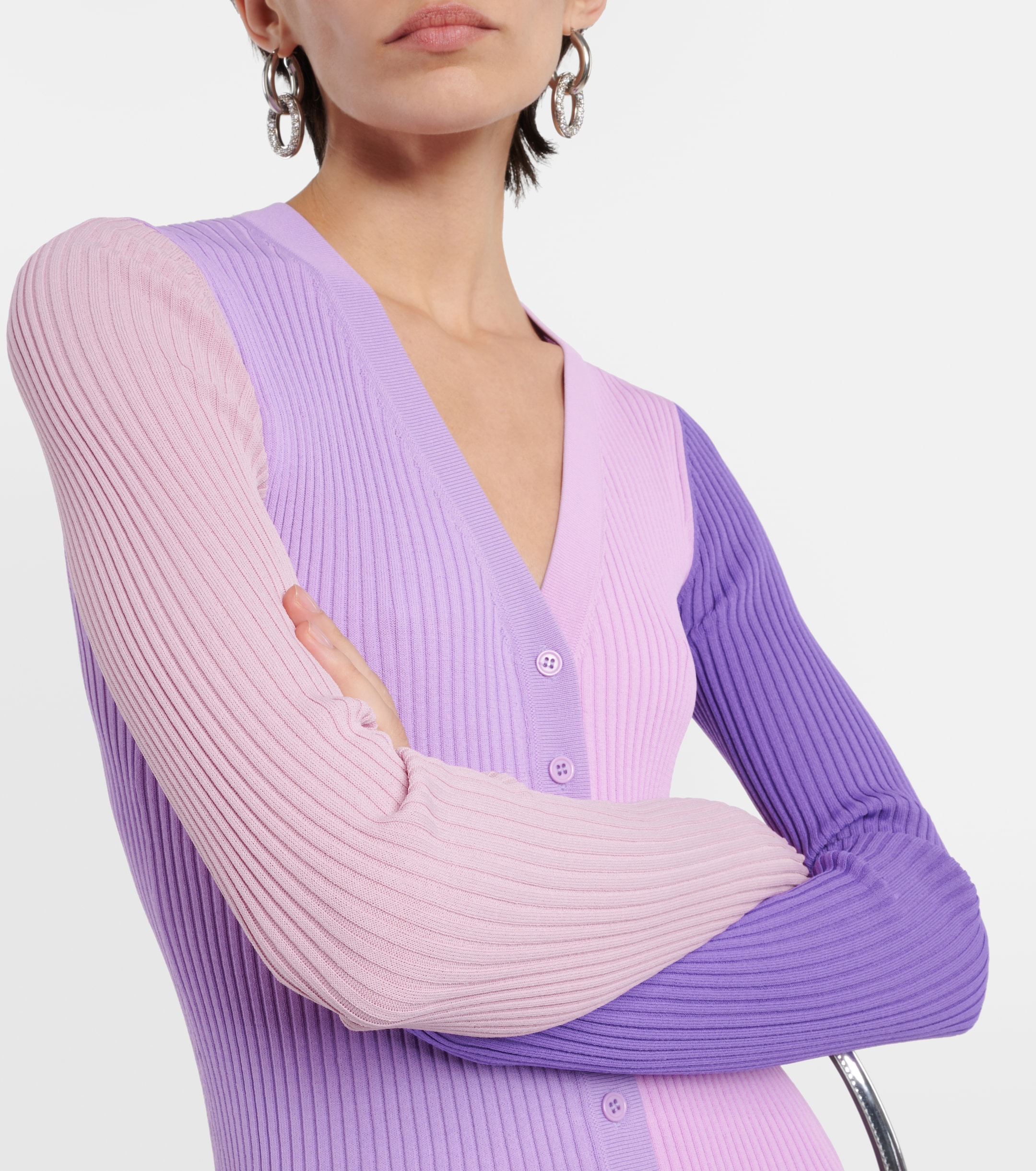 staud purple & pink shoko midi dress Staud - Shoko ribbed-knit midi dress