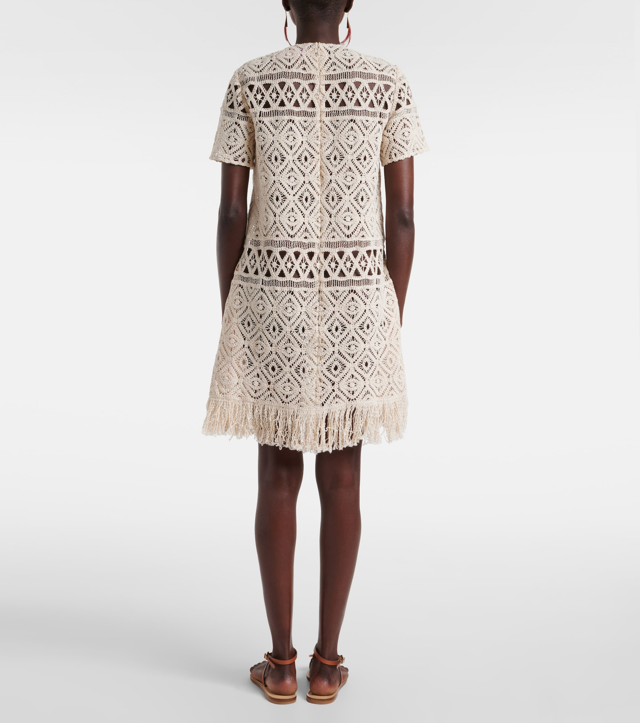 La DoubleJ Lacey macramé cotton minidress thumbnail