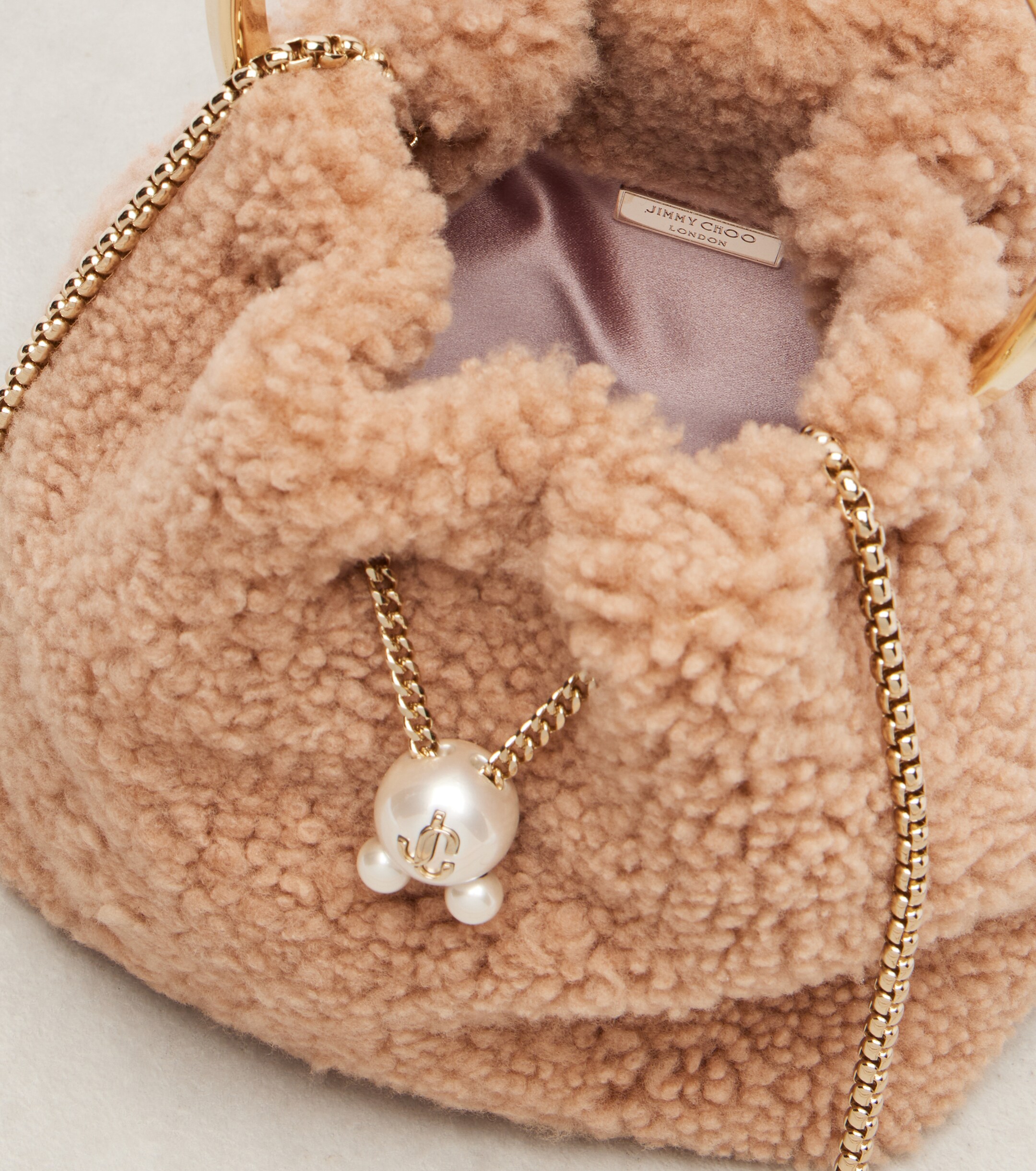 JIMMY CHOO Bon Bon shearling bucket bag