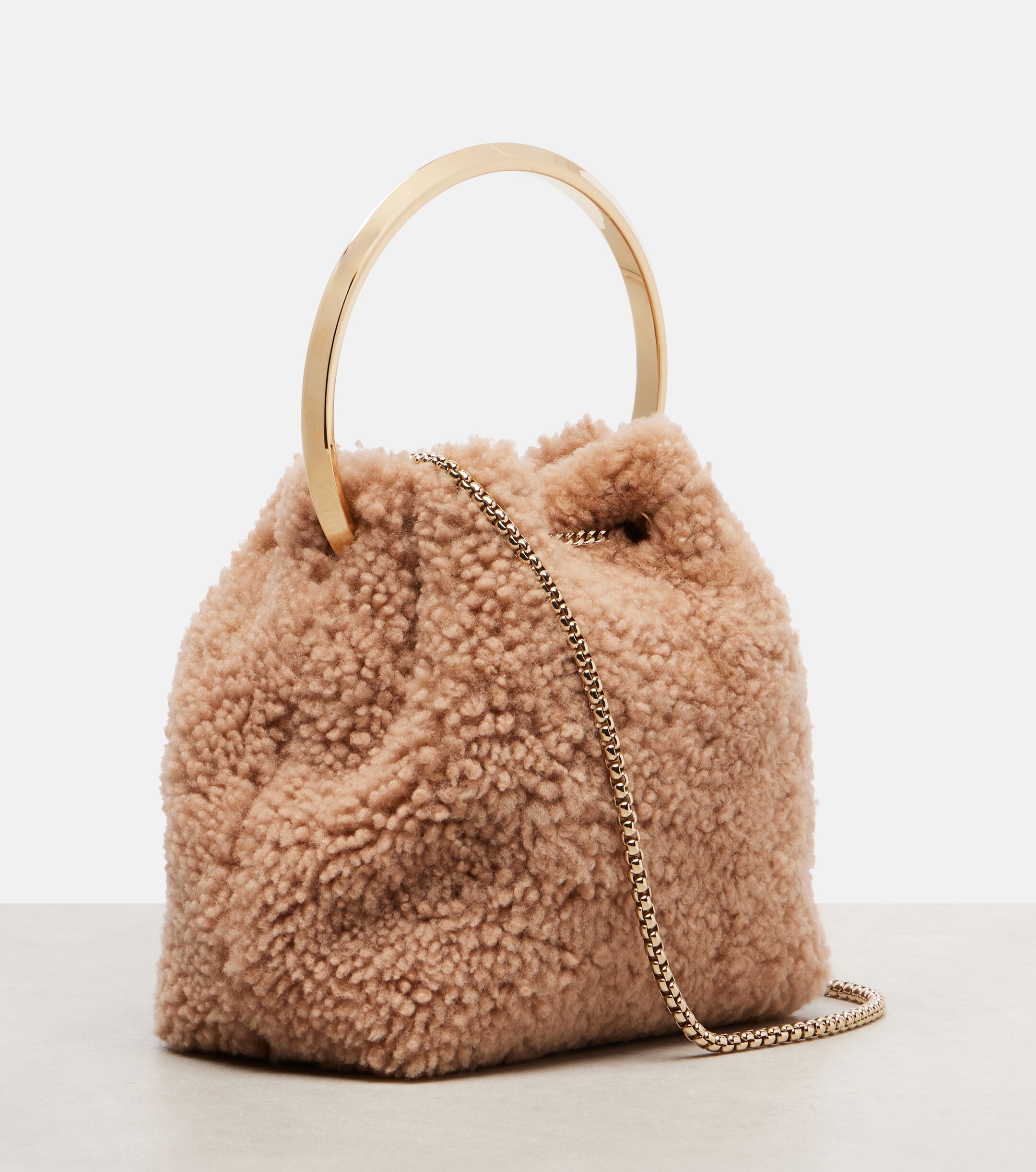 JIMMY CHOO Bon Bon shearling bucket bag
