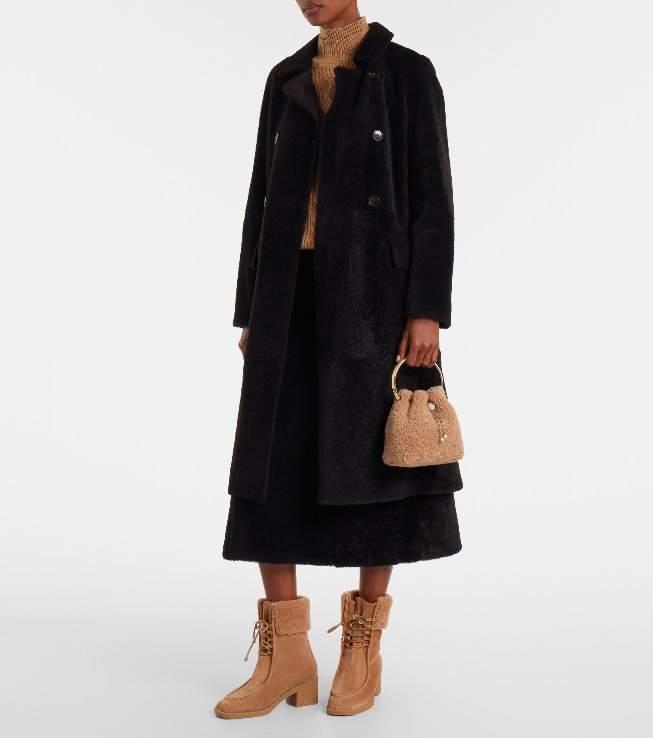 JIMMY CHOO Bon Bon shearling bucket bag