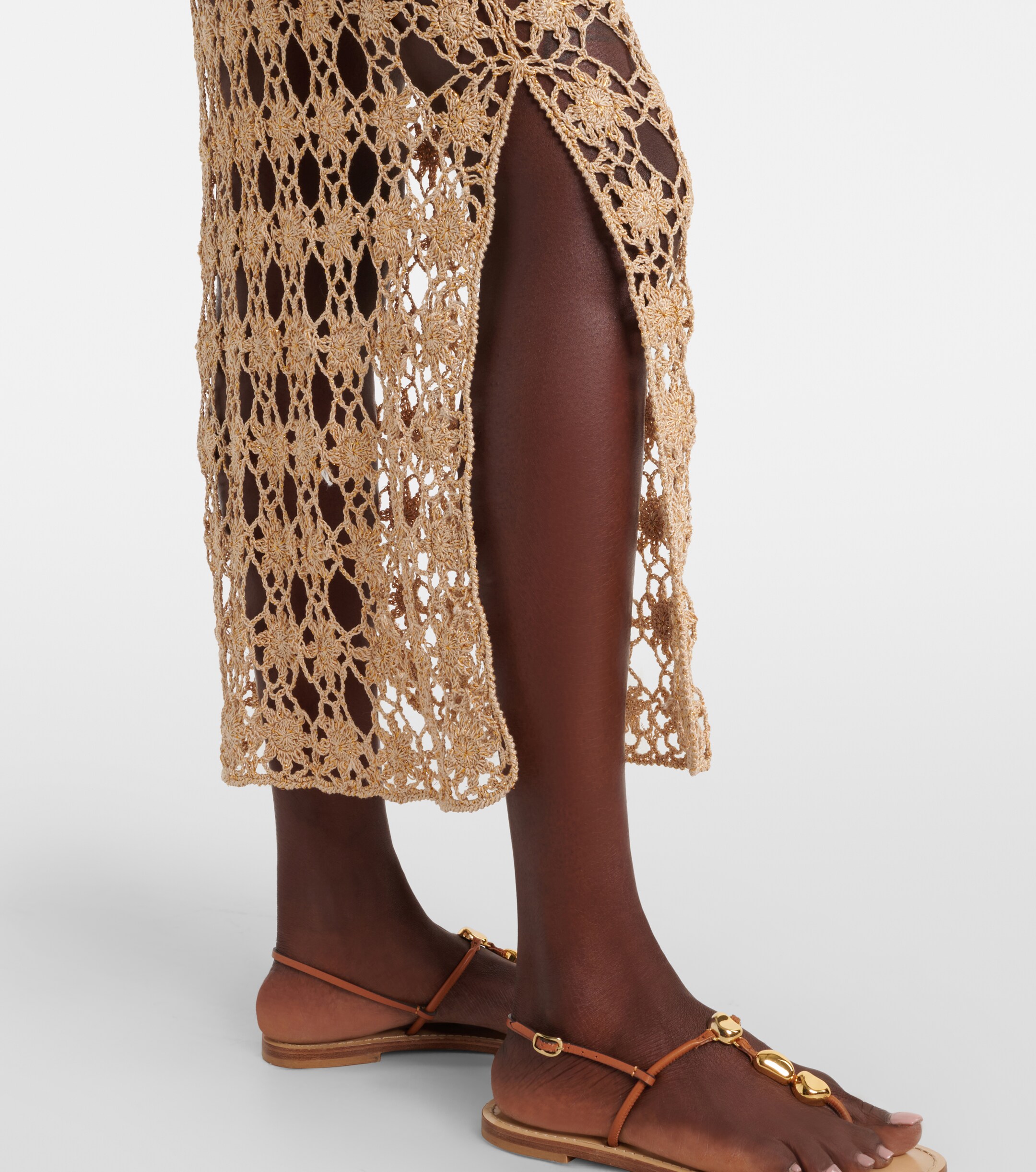 Anna Kosturova Bella Rosette crochet cotton midi skirt