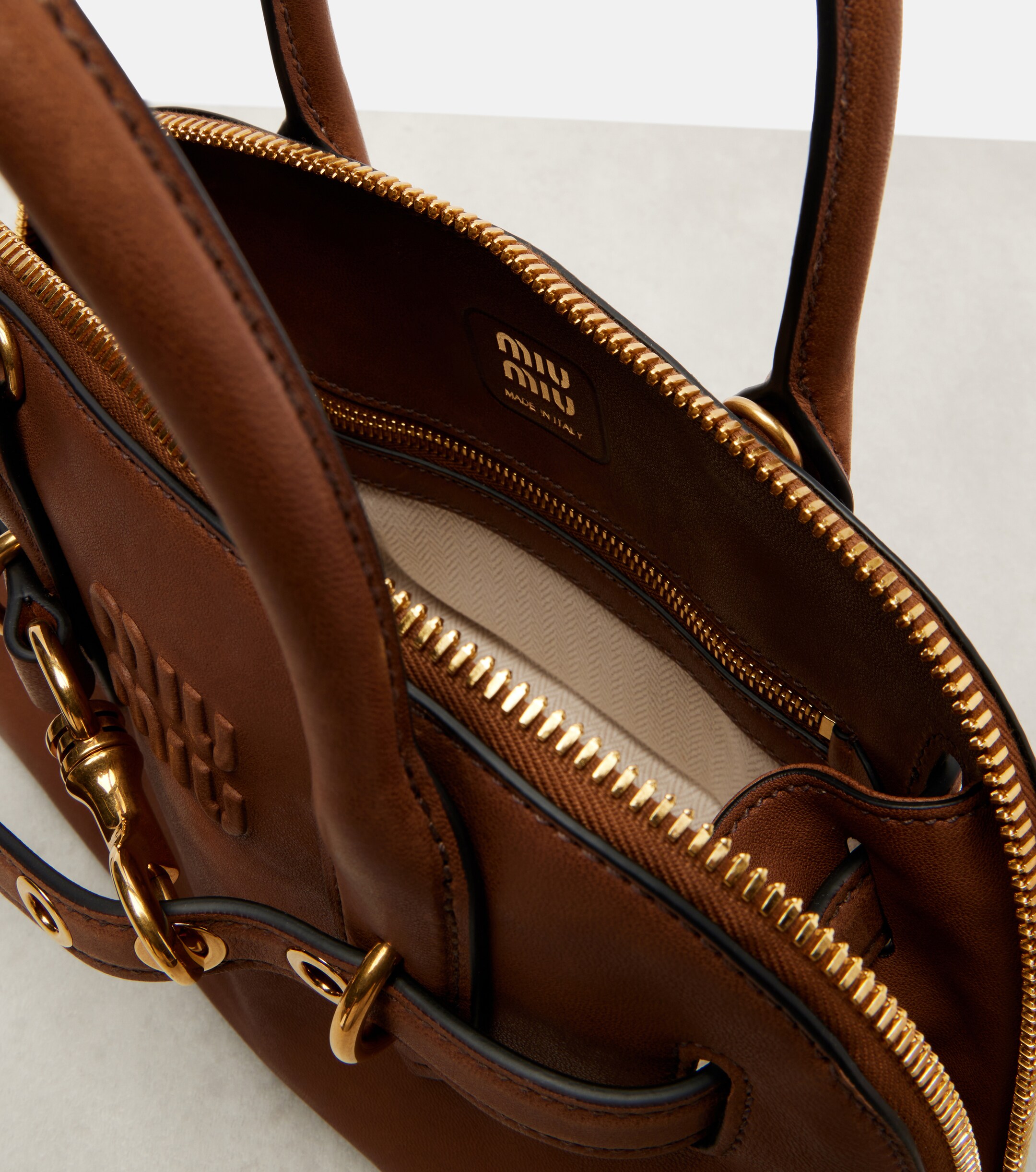 Miu Miu Adventure leather tote bag