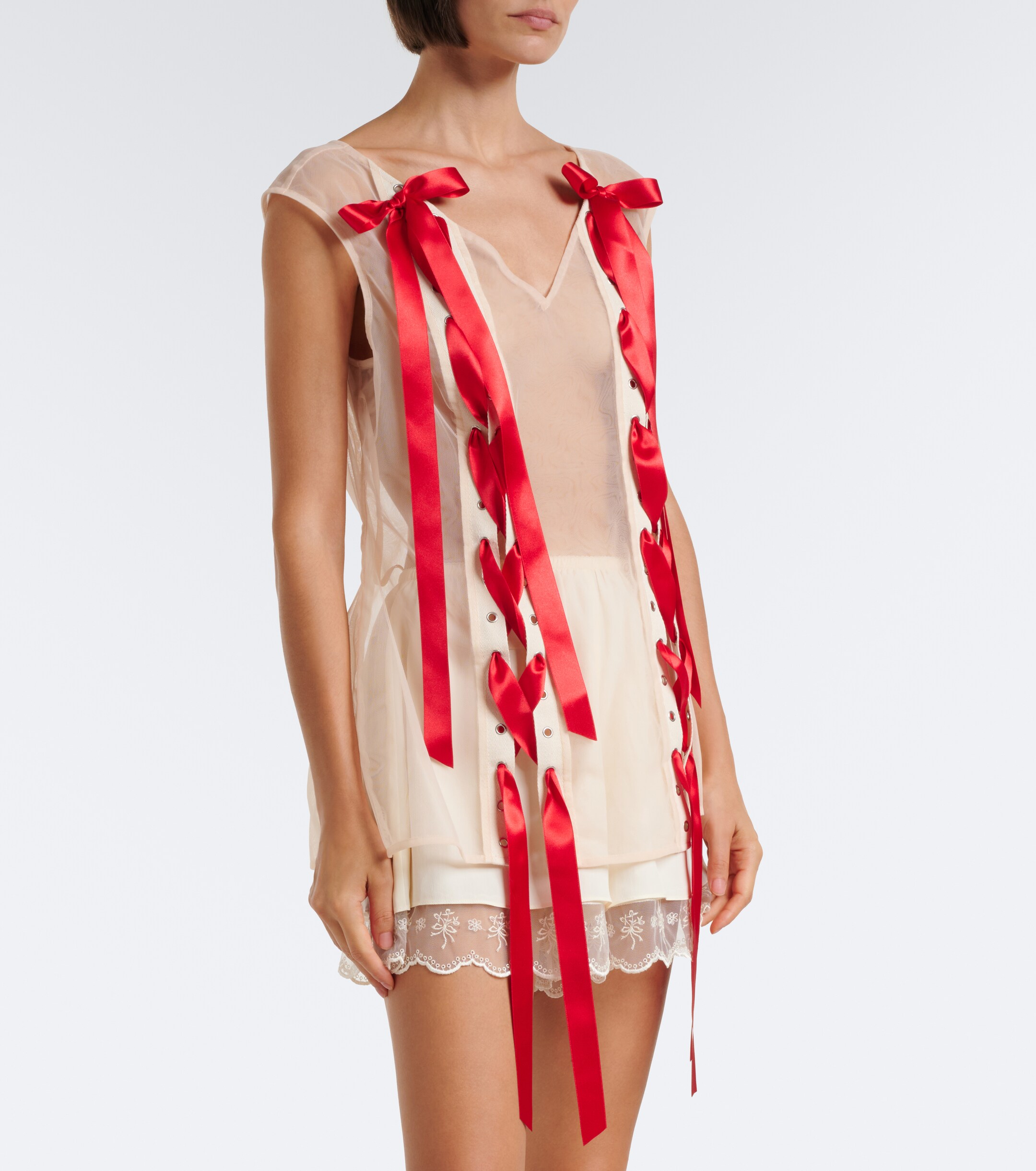 Simone Rocha Simone Rocha Unraveling bow-detail sheer top