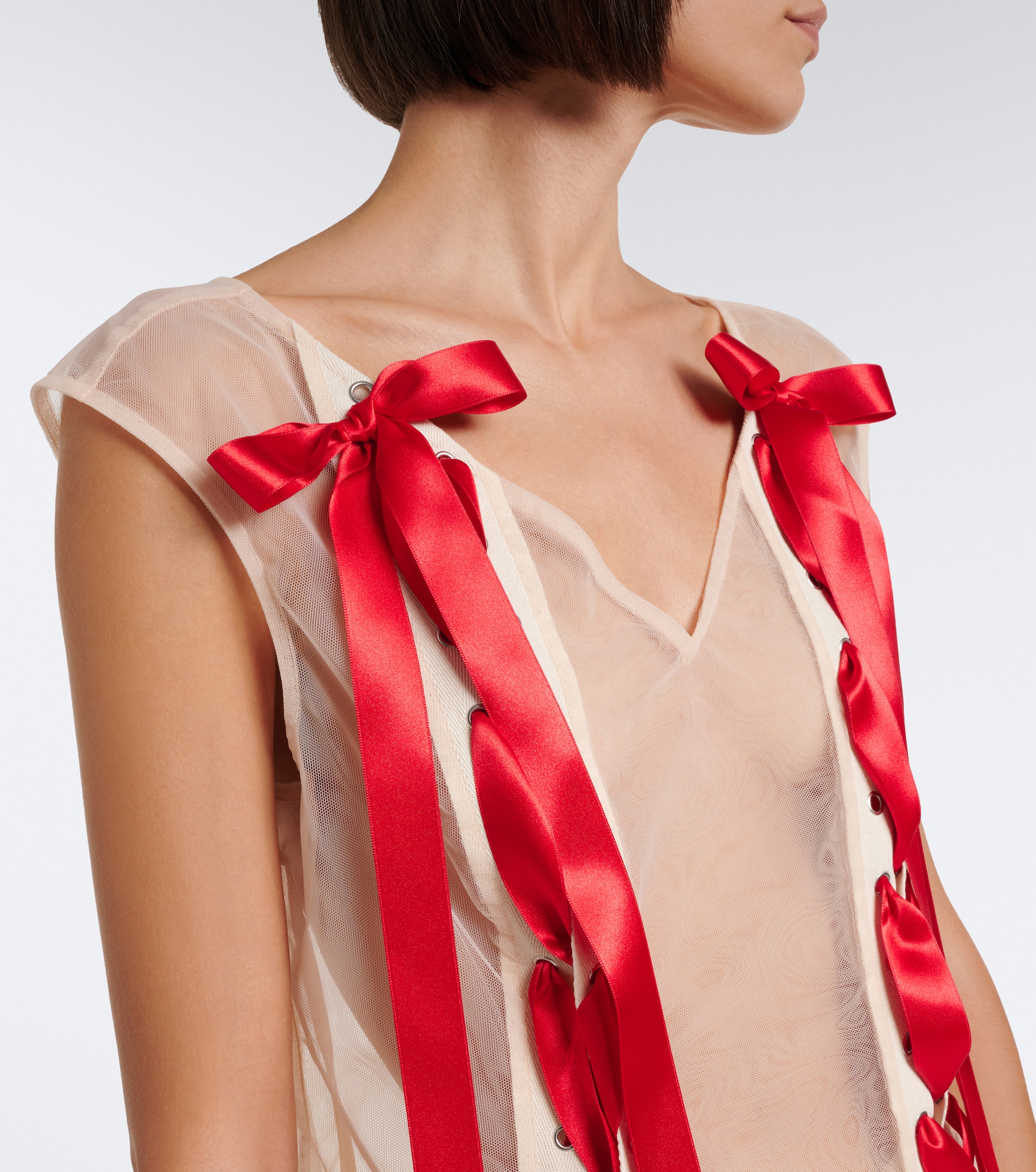 Simone Rocha Simone Rocha Unraveling bow-detail sheer top