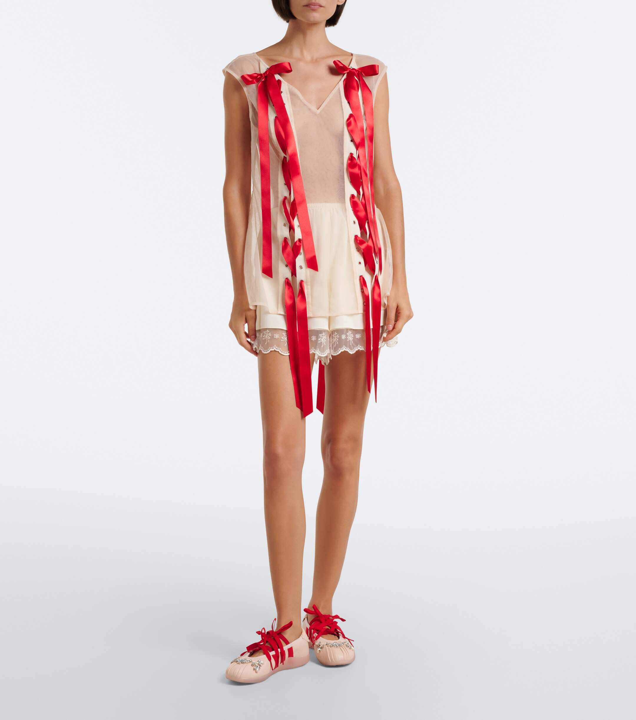 Simone Rocha Simone Rocha Unraveling bow-detail sheer top