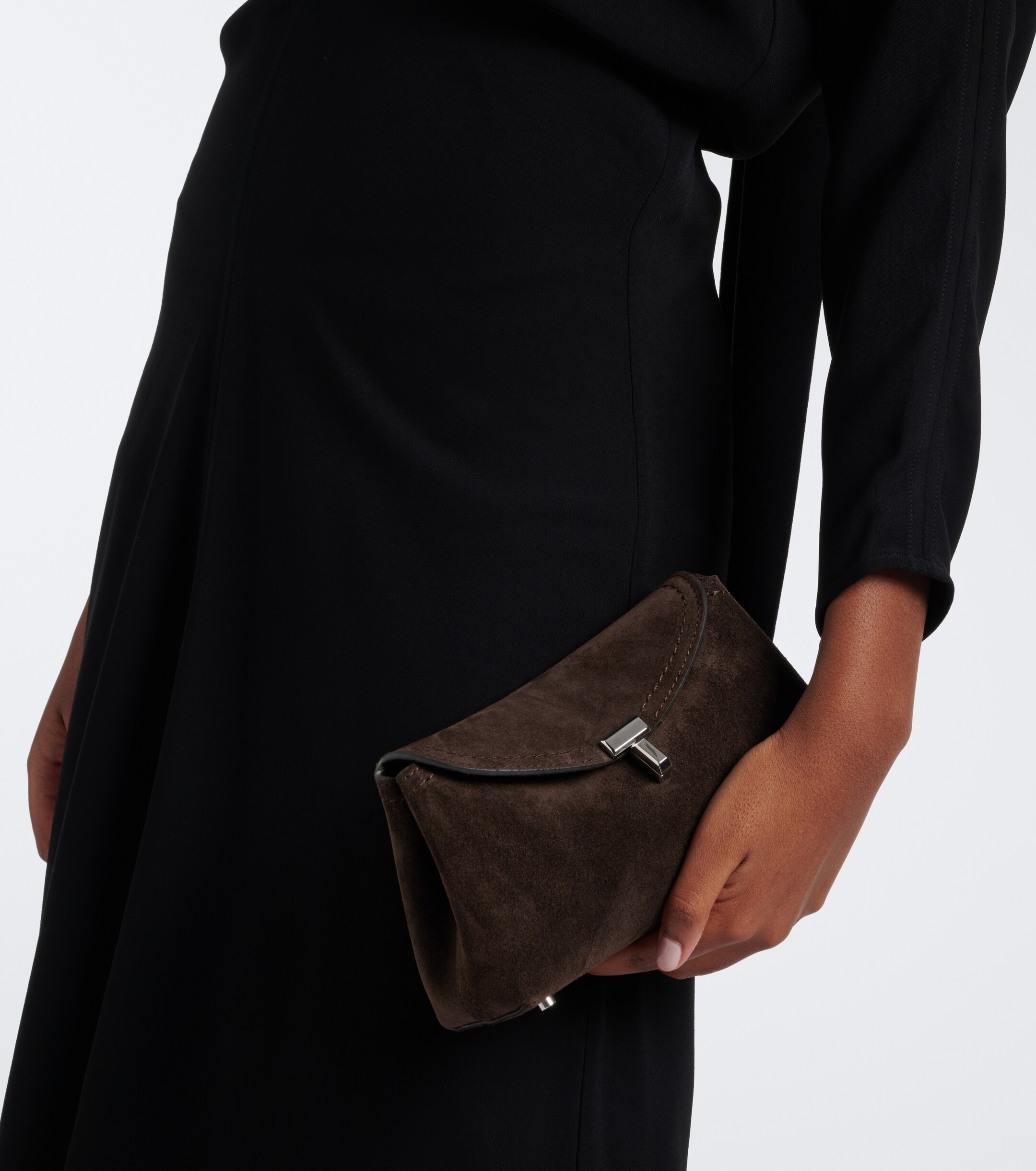TOTEME Toteme T-Lock Nano suede clutch