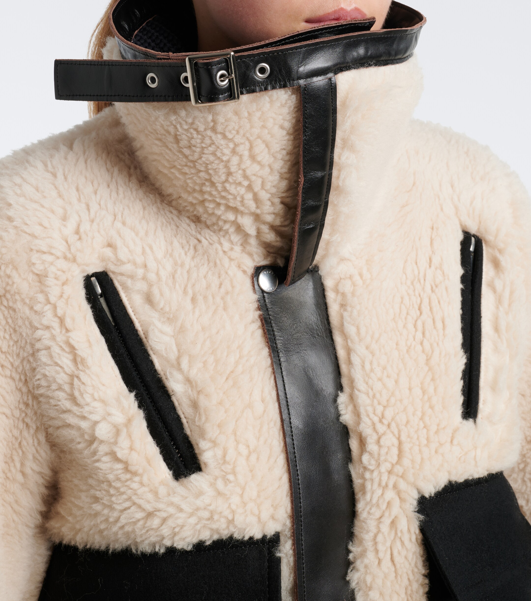 Sacai Sacai Paneled wool-blend blouson jacket