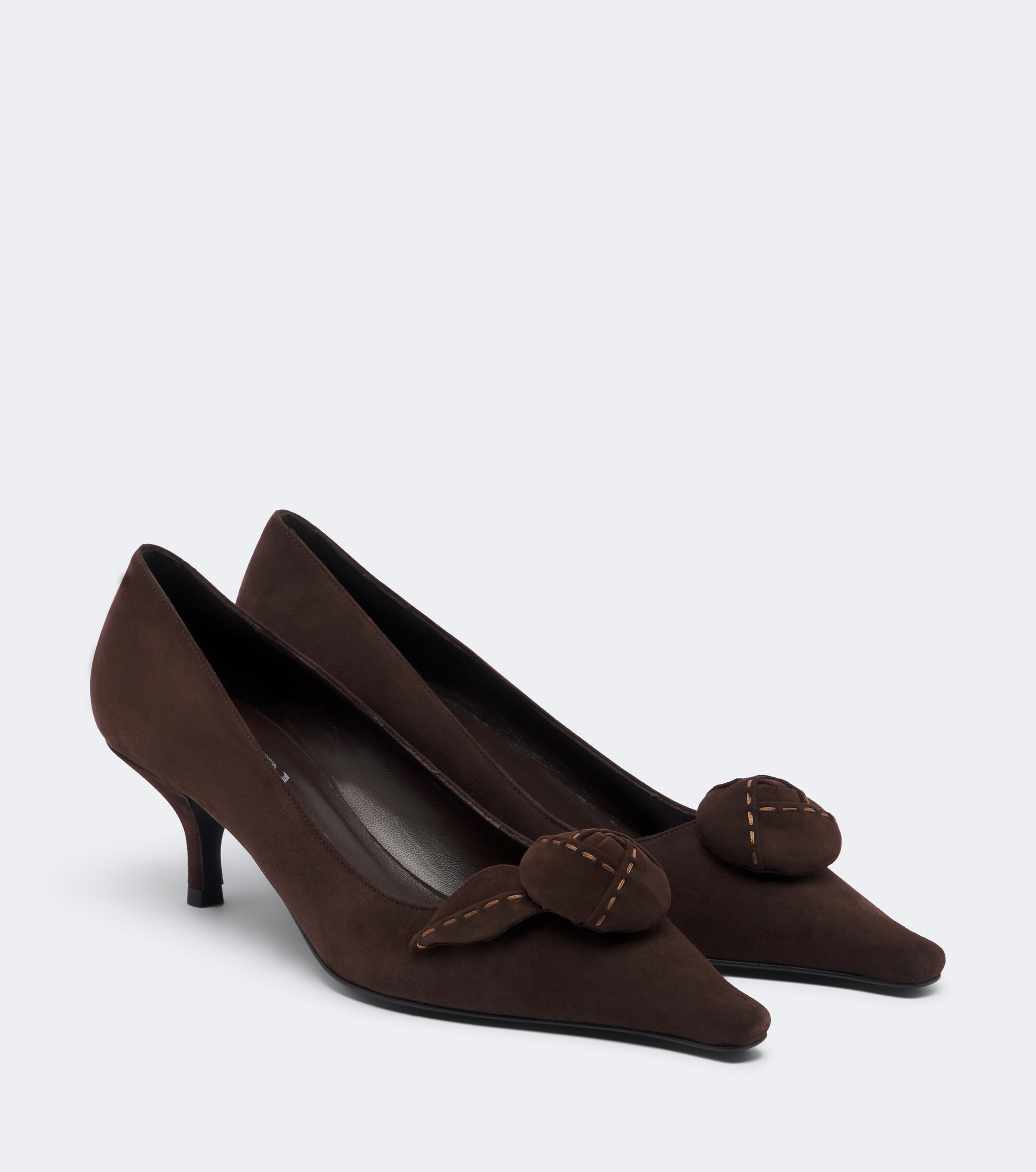 Prada Prada Floral-appliqué suede pumps