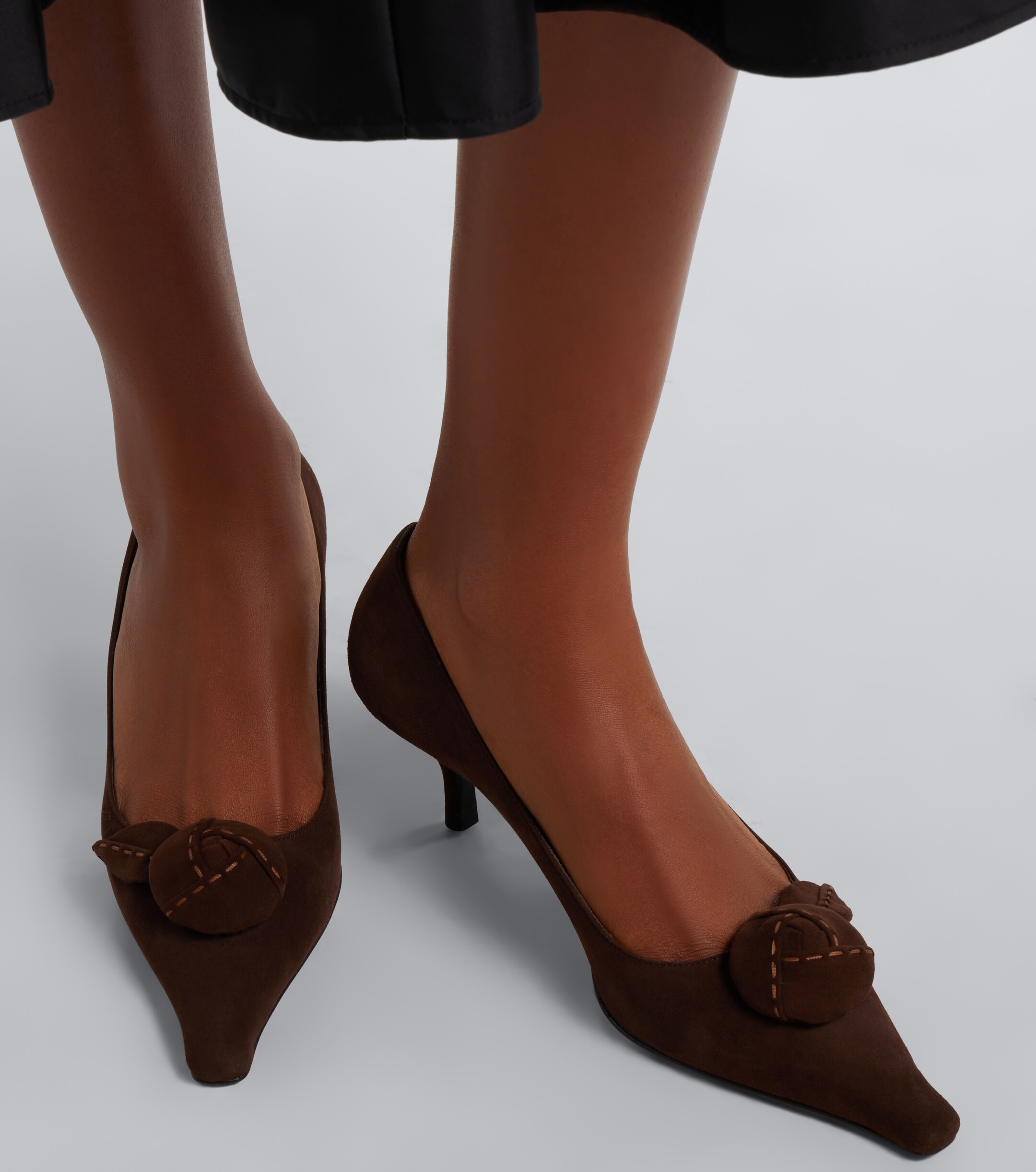 Prada Prada Floral-appliqué suede pumps