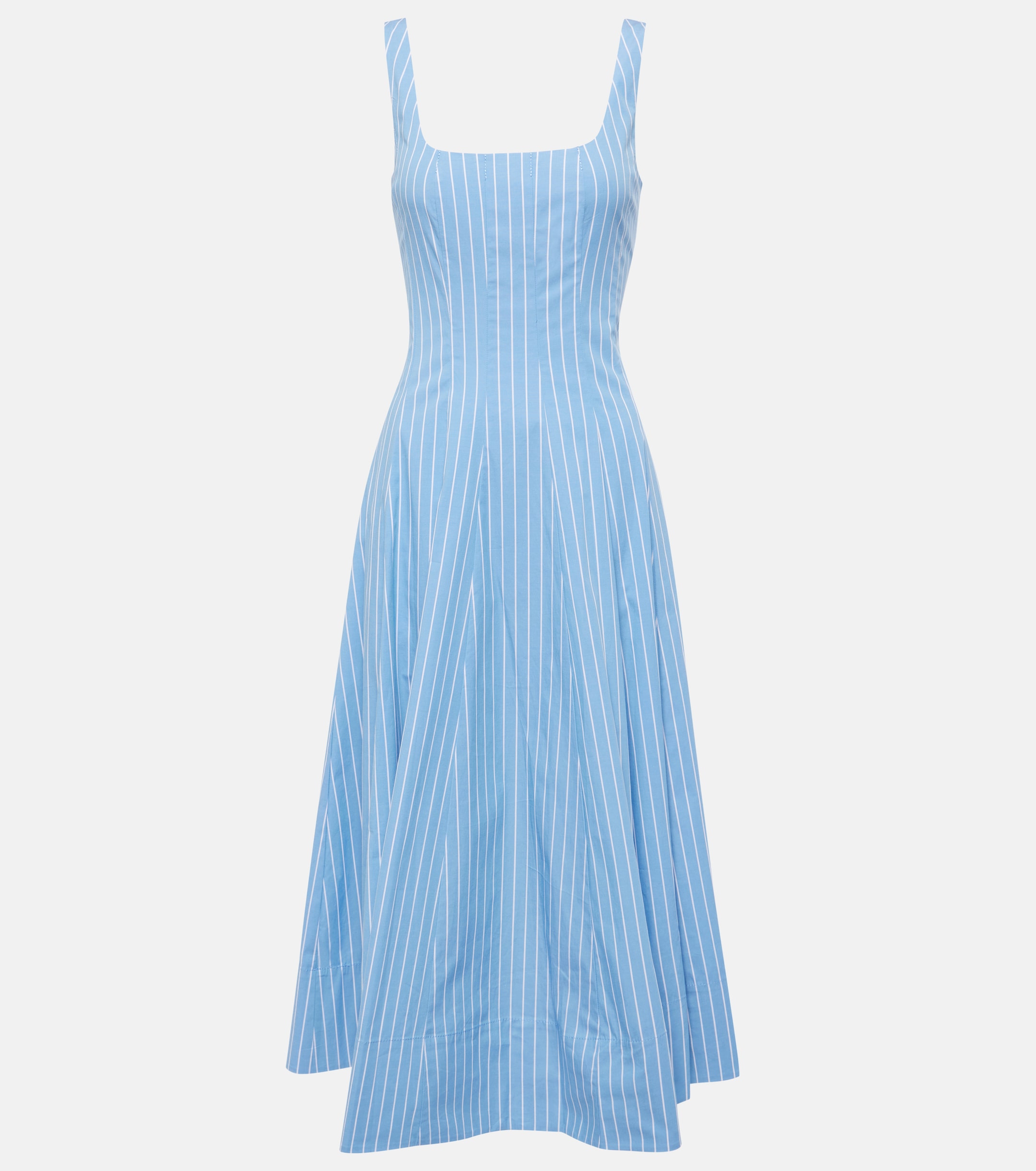 Staud - Wells pinstriped cotton poplin midi dress | Plush