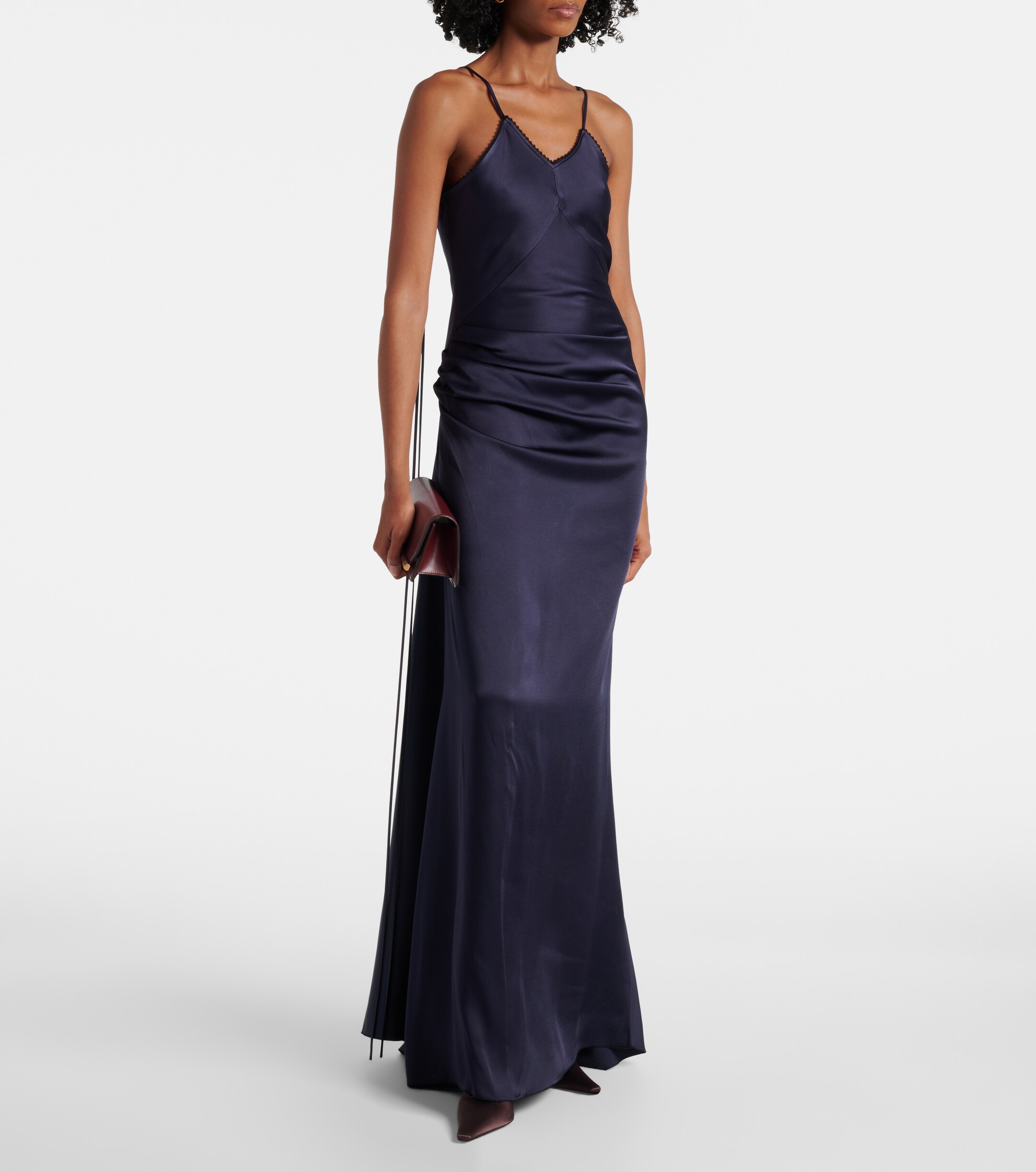 Victoria Beckham Lace-trimmed satin maxi dress