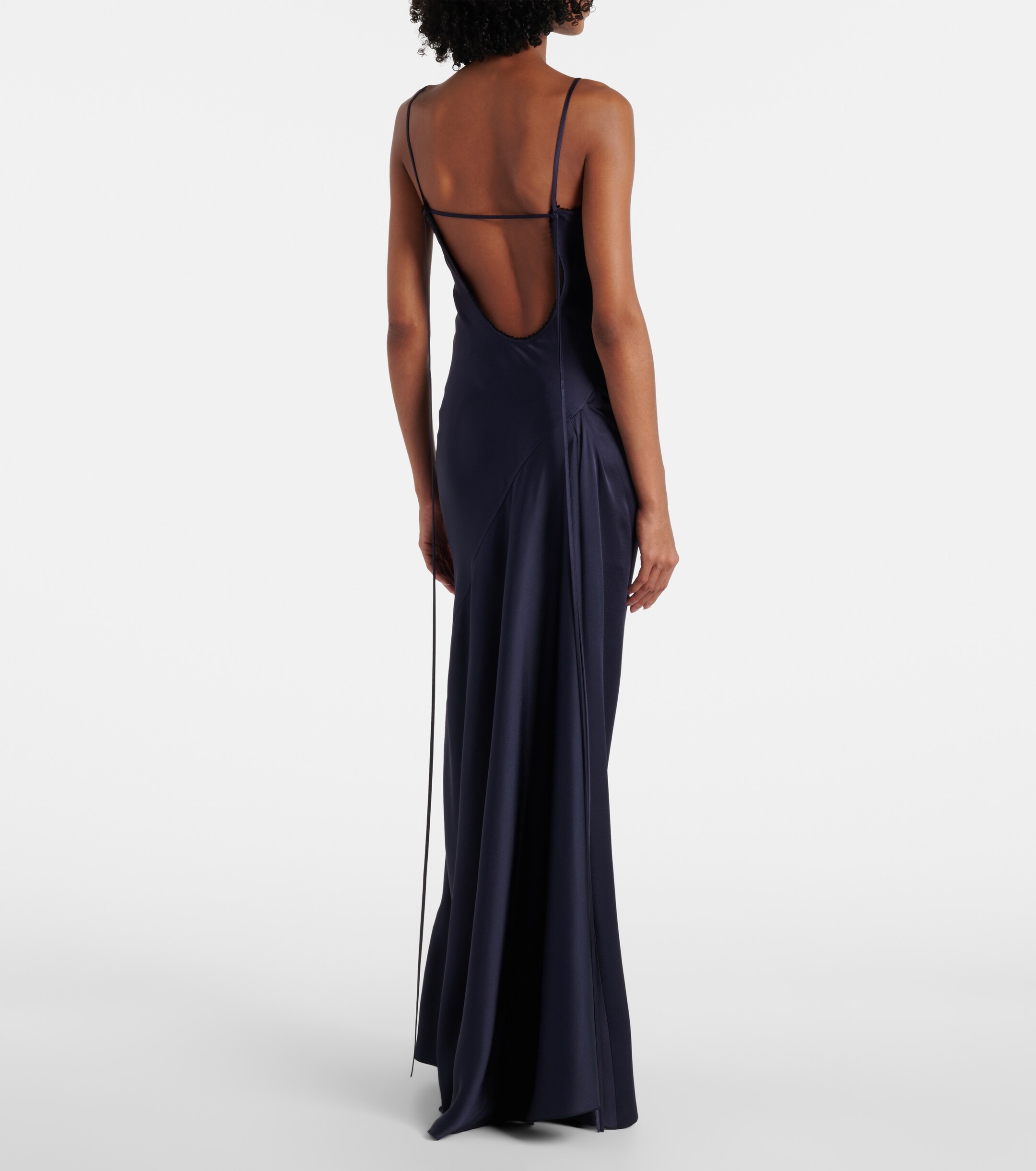 Victoria Beckham Lace-trimmed satin maxi dress