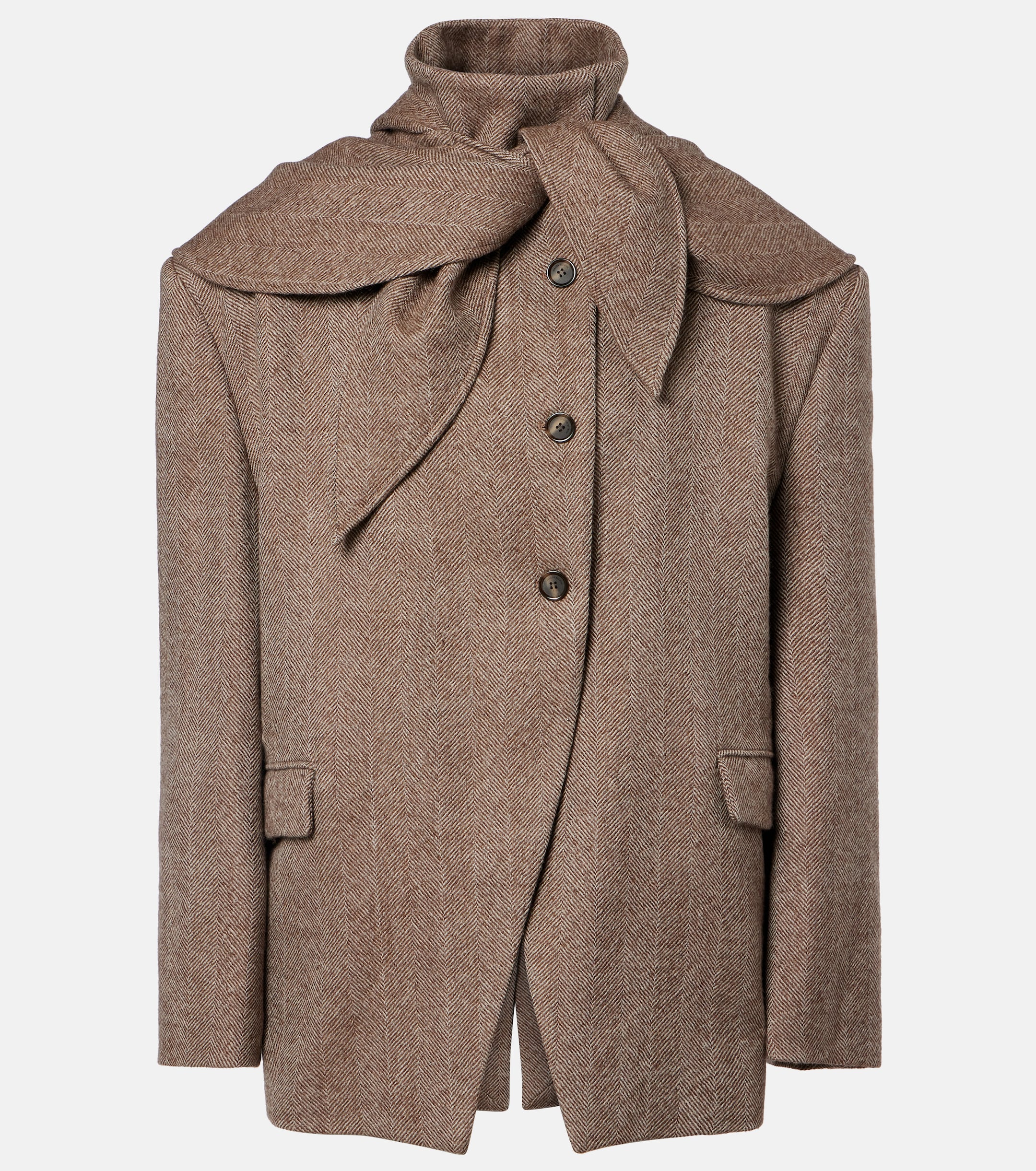 Magda Butrym Herringbone hooded wool-blend blazer thumbnail