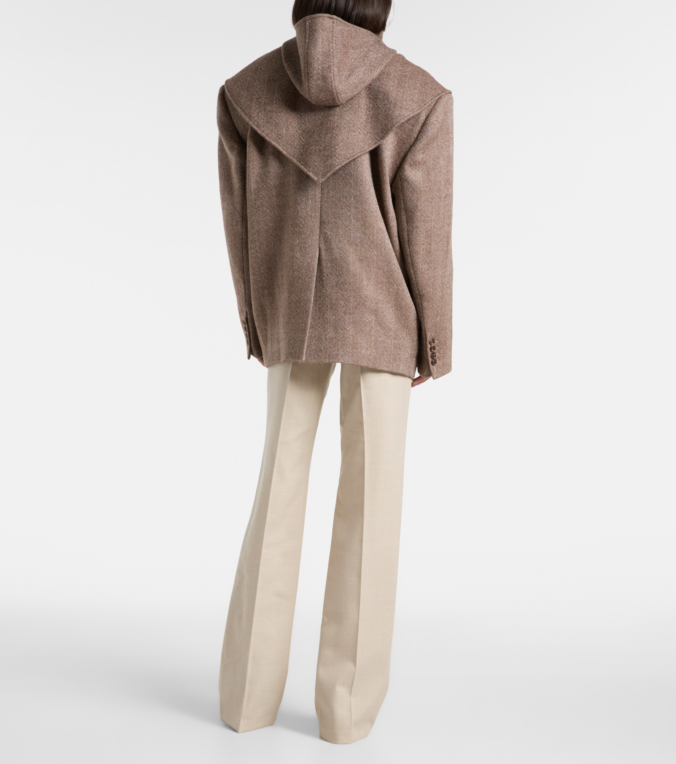 Magda Butrym Herringbone hooded wool-blend blazer thumbnail