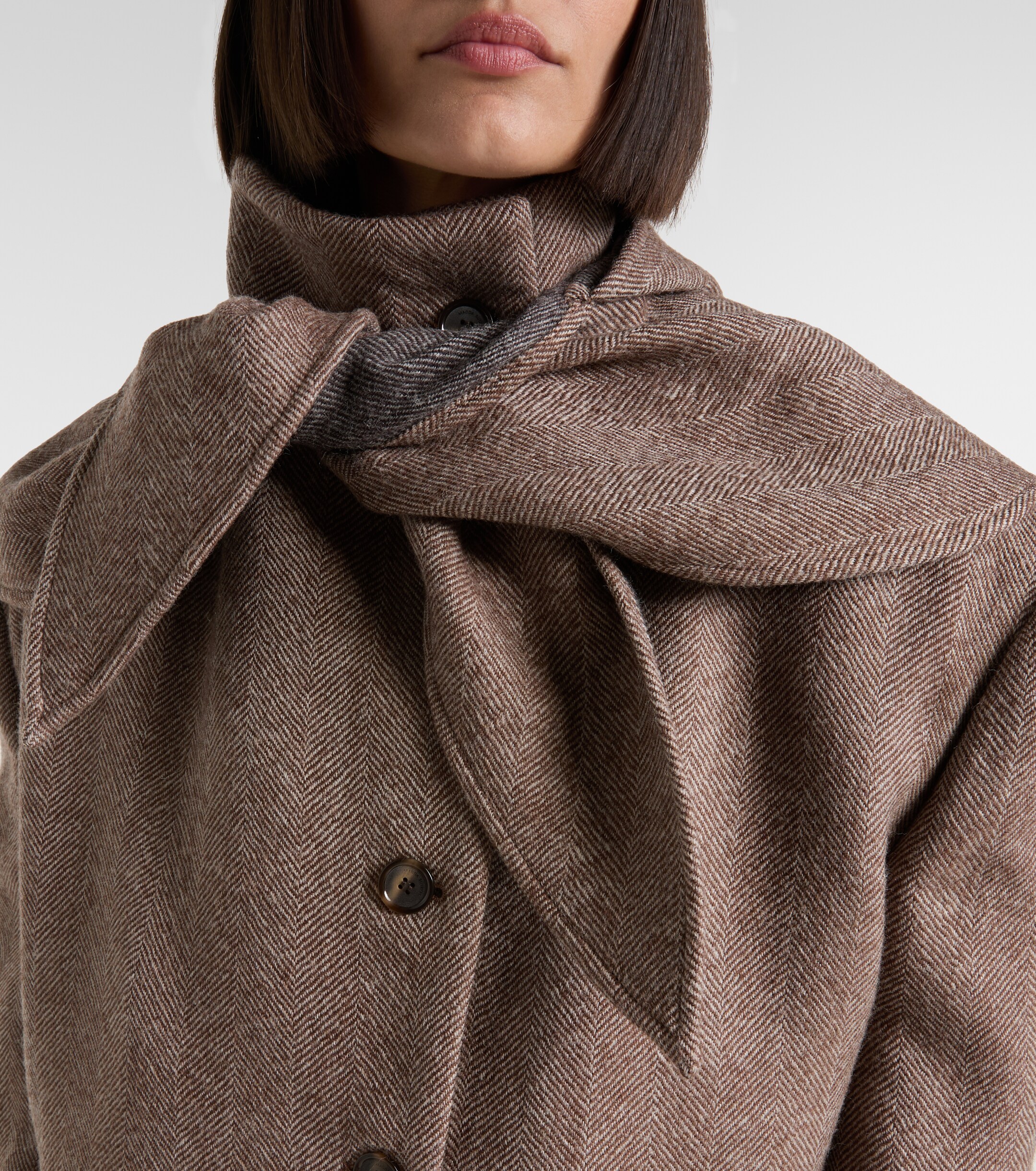 Magda Butrym Herringbone hooded wool-blend blazer thumbnail