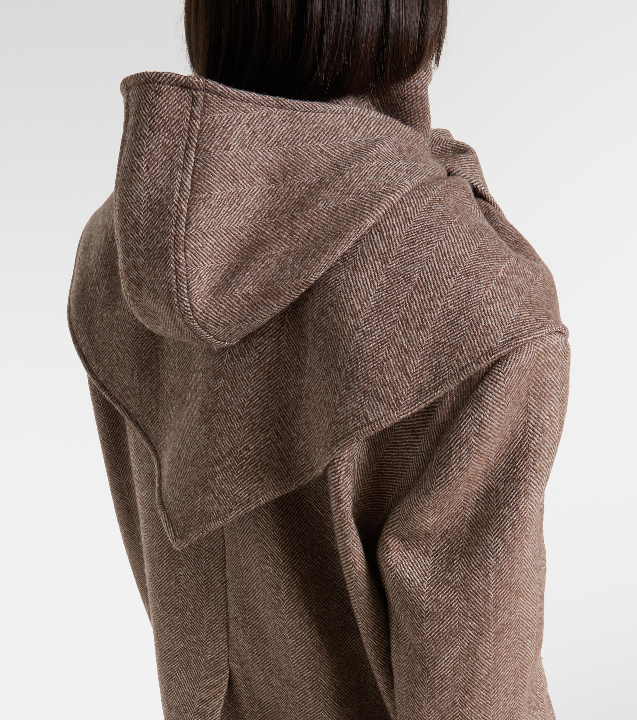 Magda Butrym Herringbone hooded wool-blend blazer thumbnail