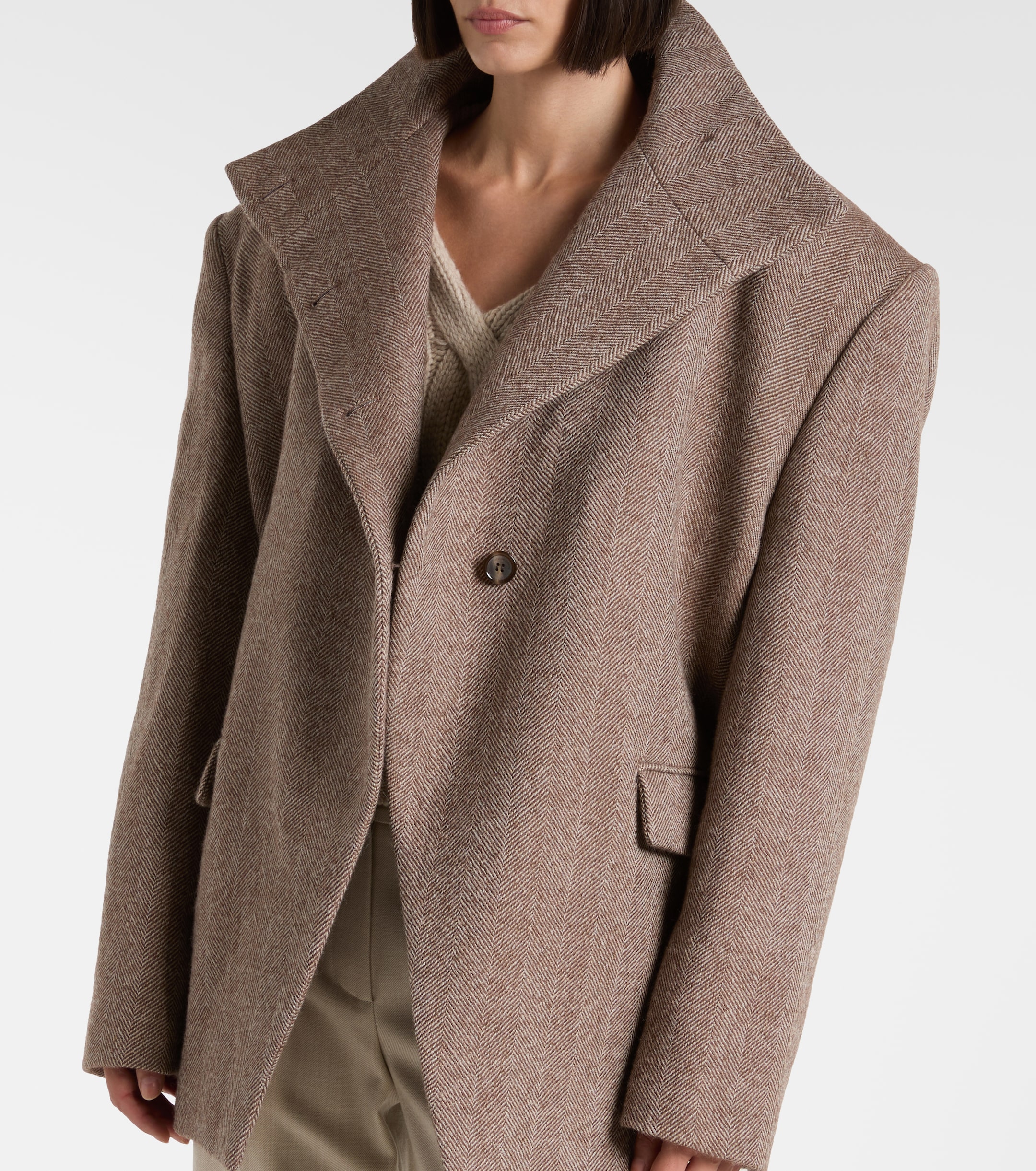 Magda Butrym Herringbone hooded wool-blend blazer thumbnail